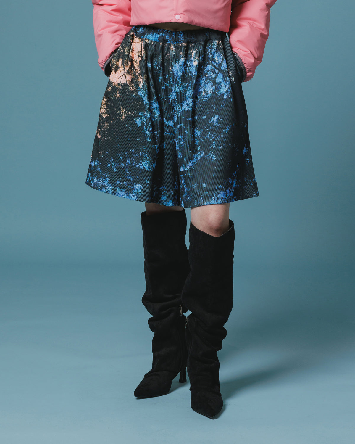 PRINT RIB WIDE SHORTS (BRANCH)