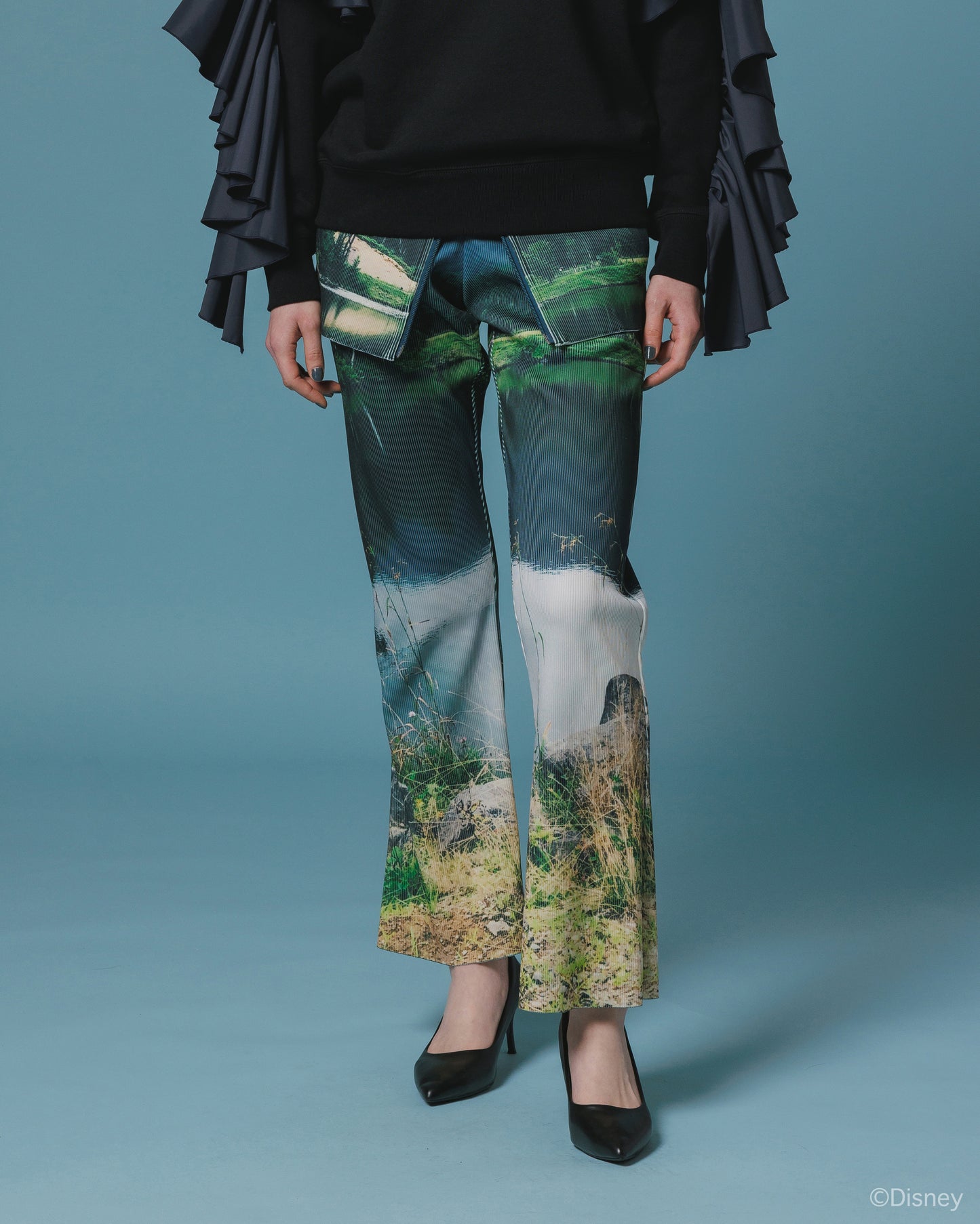 RIB FLARE PANTS (FLOWER)