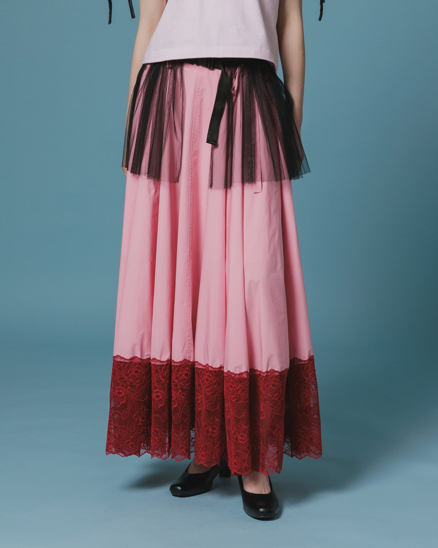 LACE RIBBON SKIRT (PINK)