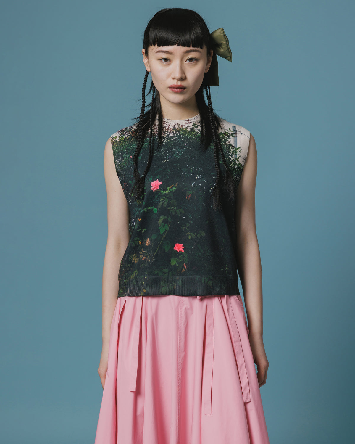 PRINT KNIT PULLOVER VEST (FLOWER)