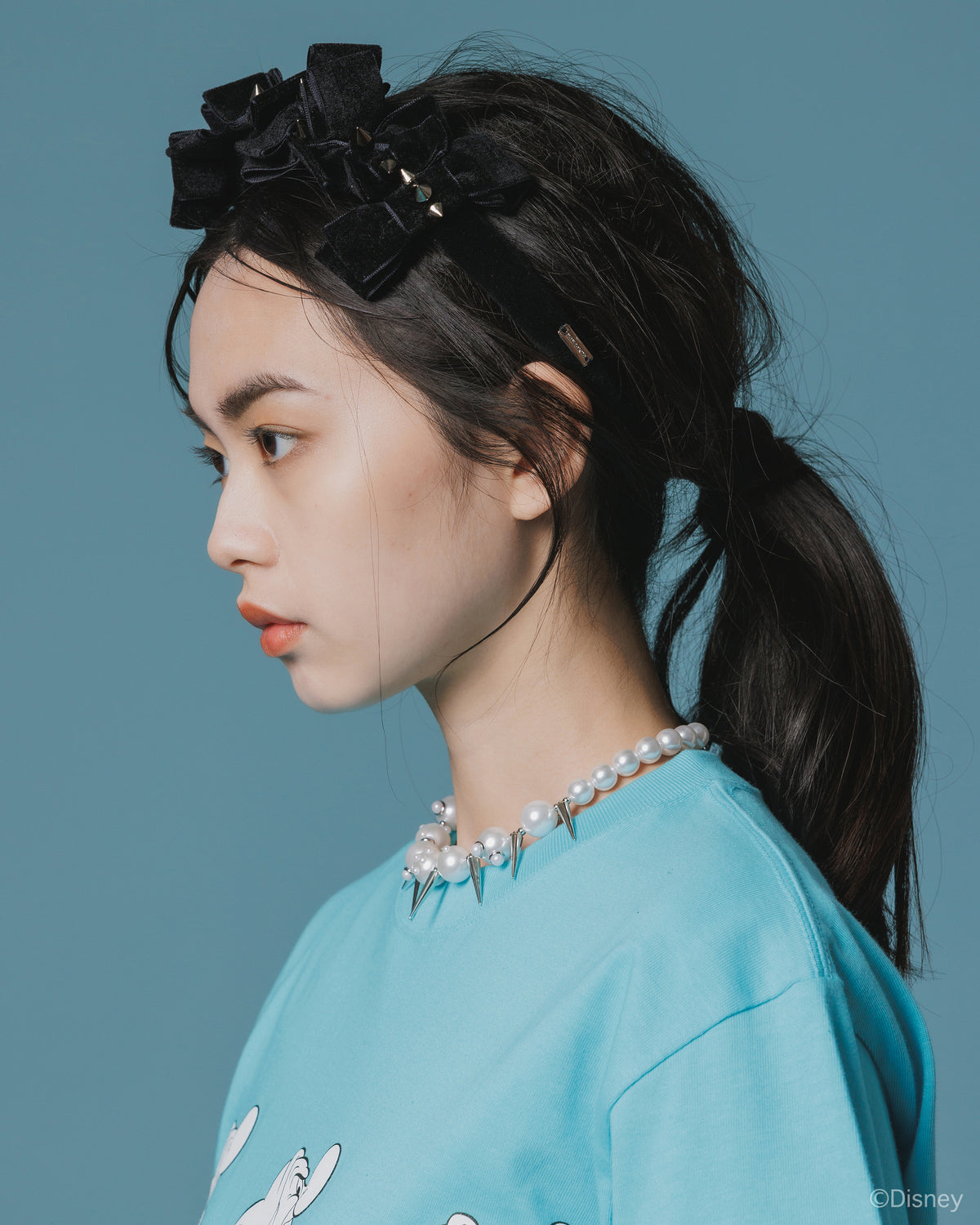 VELOURS RIBBON STUDS HEADBAND