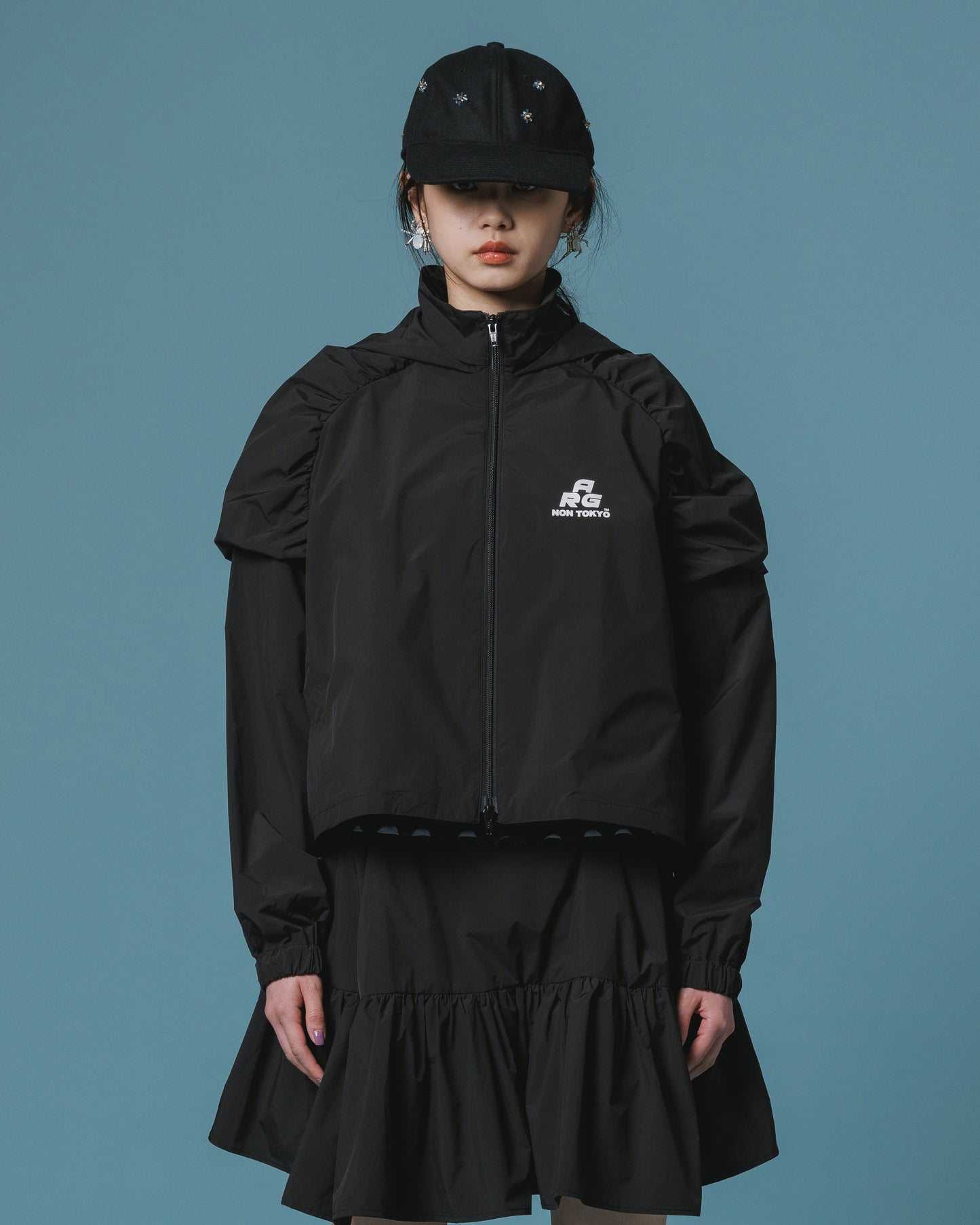 2WAY GATHER SHOULDER BLOUSON (BLACK)