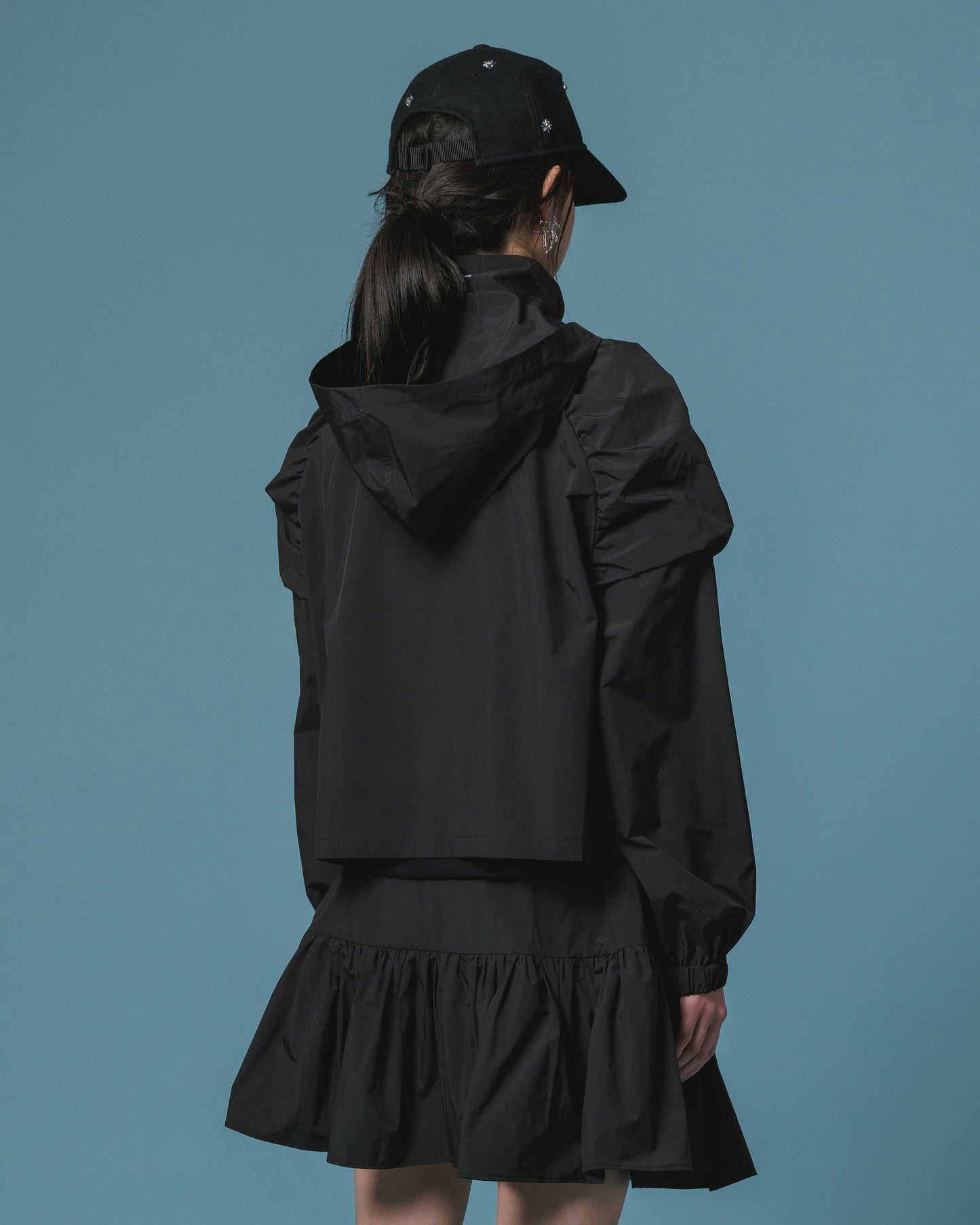 2WAY GATHER SHOULDER BLOUSON (BLACK)