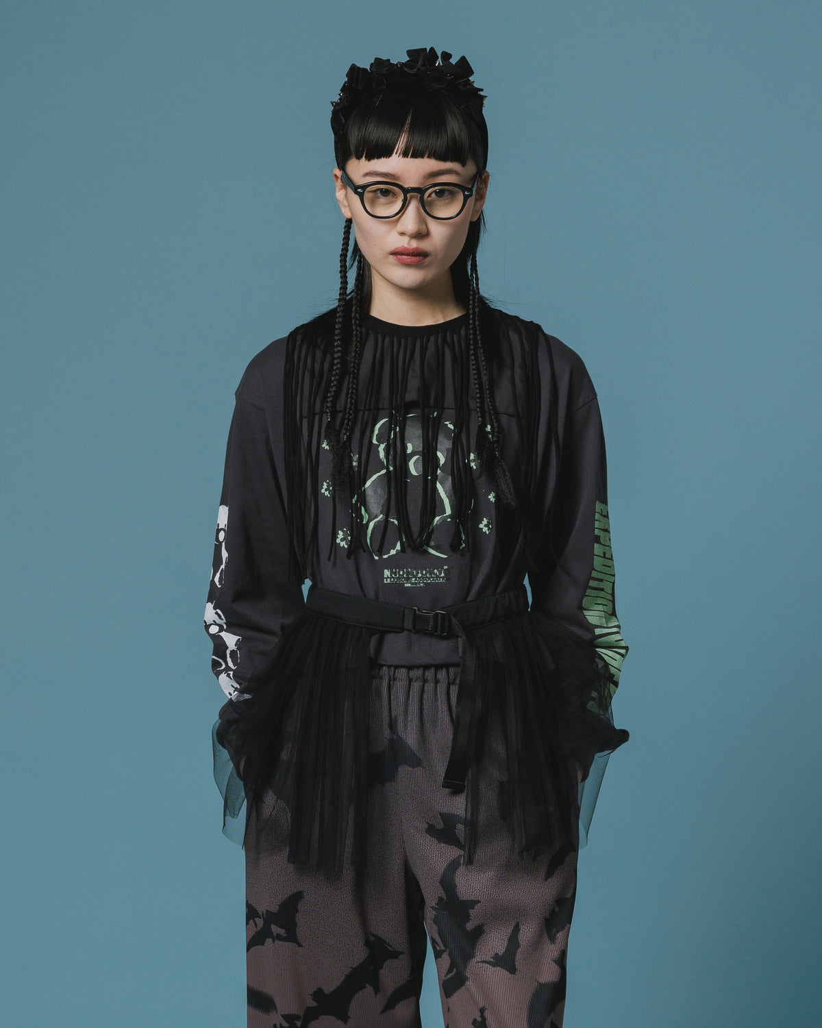PRINT L/S SHORT T-SHIRT / BEAR (D.GRAY)