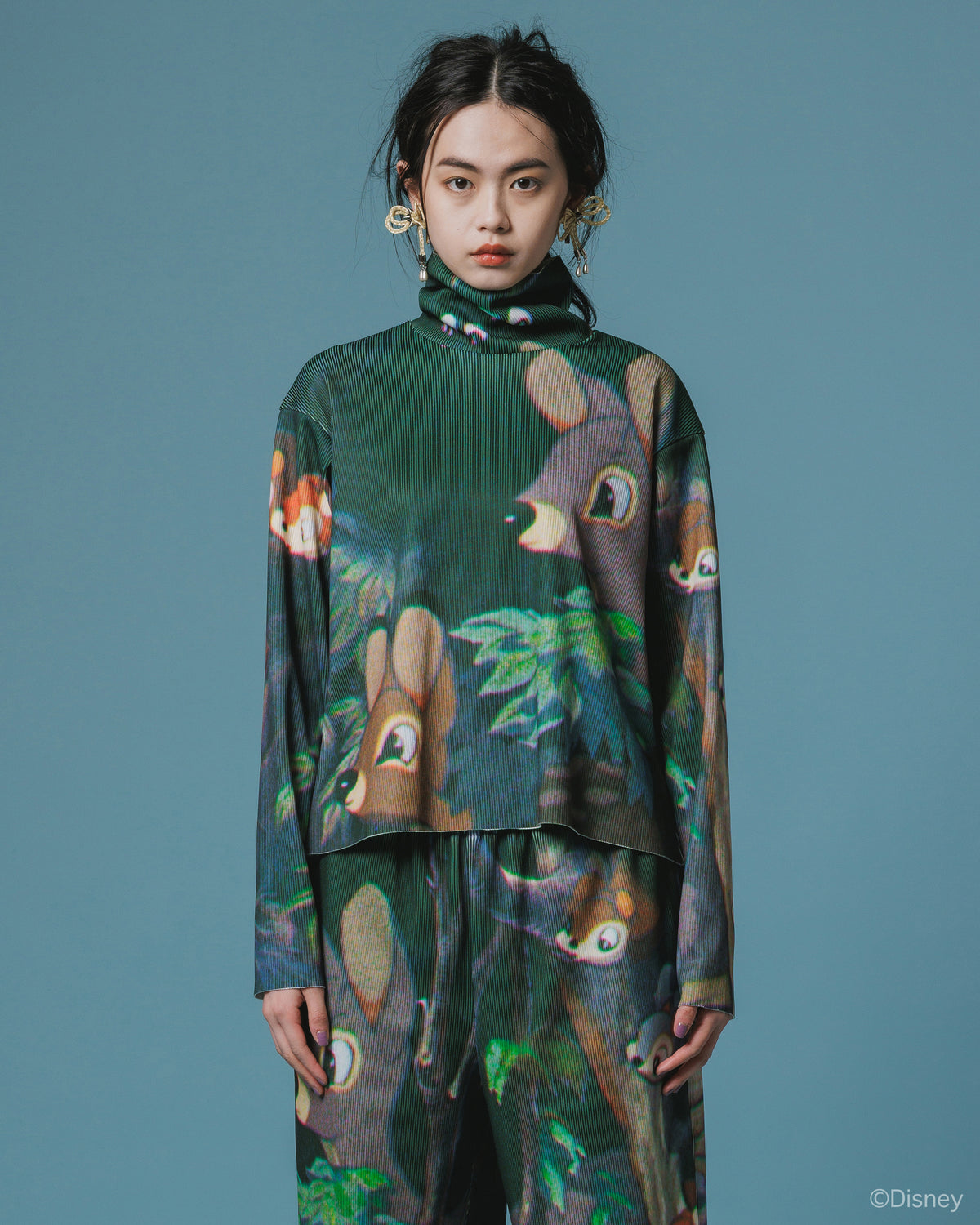 【Disney collection】PRINT RIB HI-NECK TOP / SNOW WHITE