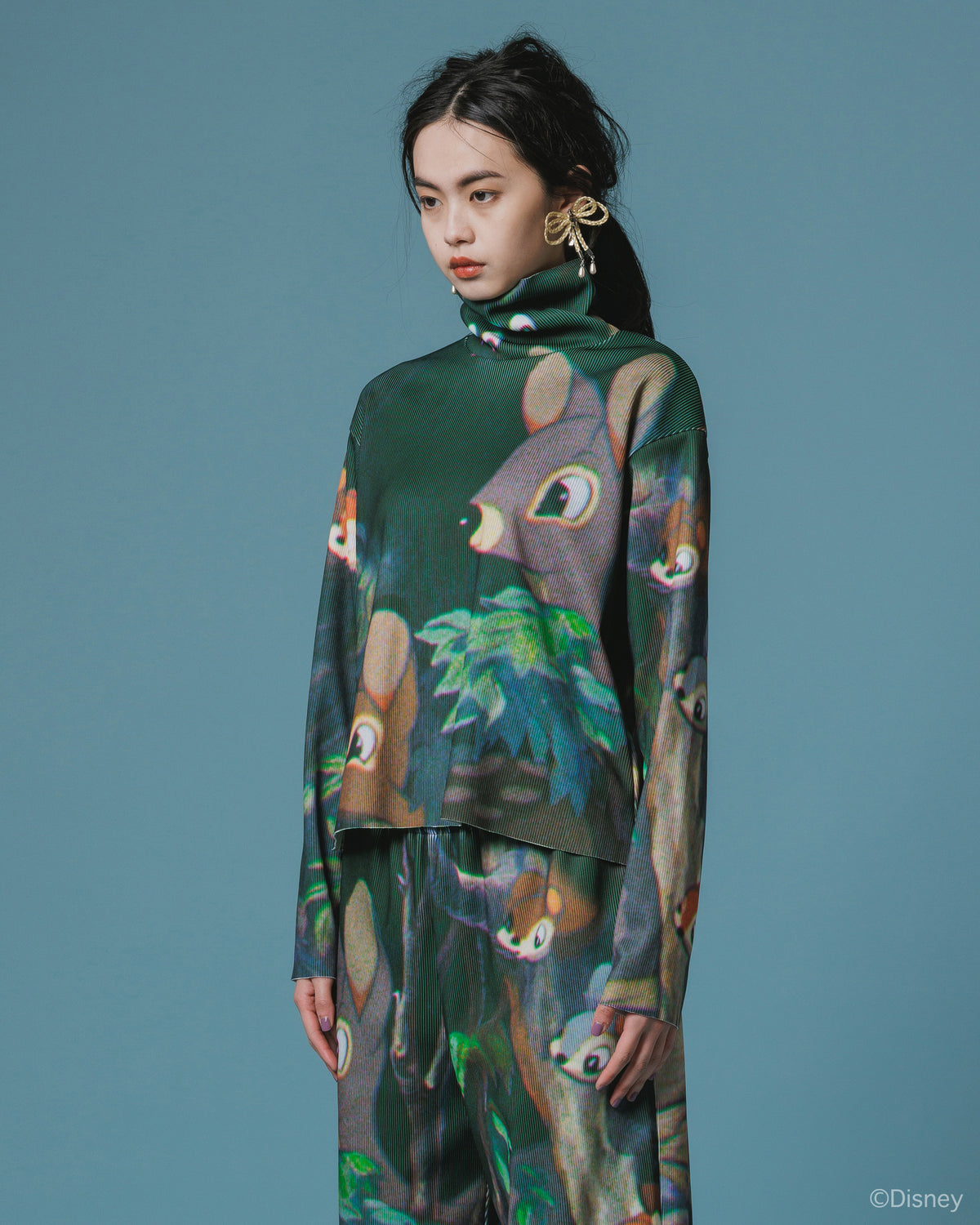 【Disney collection】PRINT RIB HI-NECK TOP / SNOW WHITE