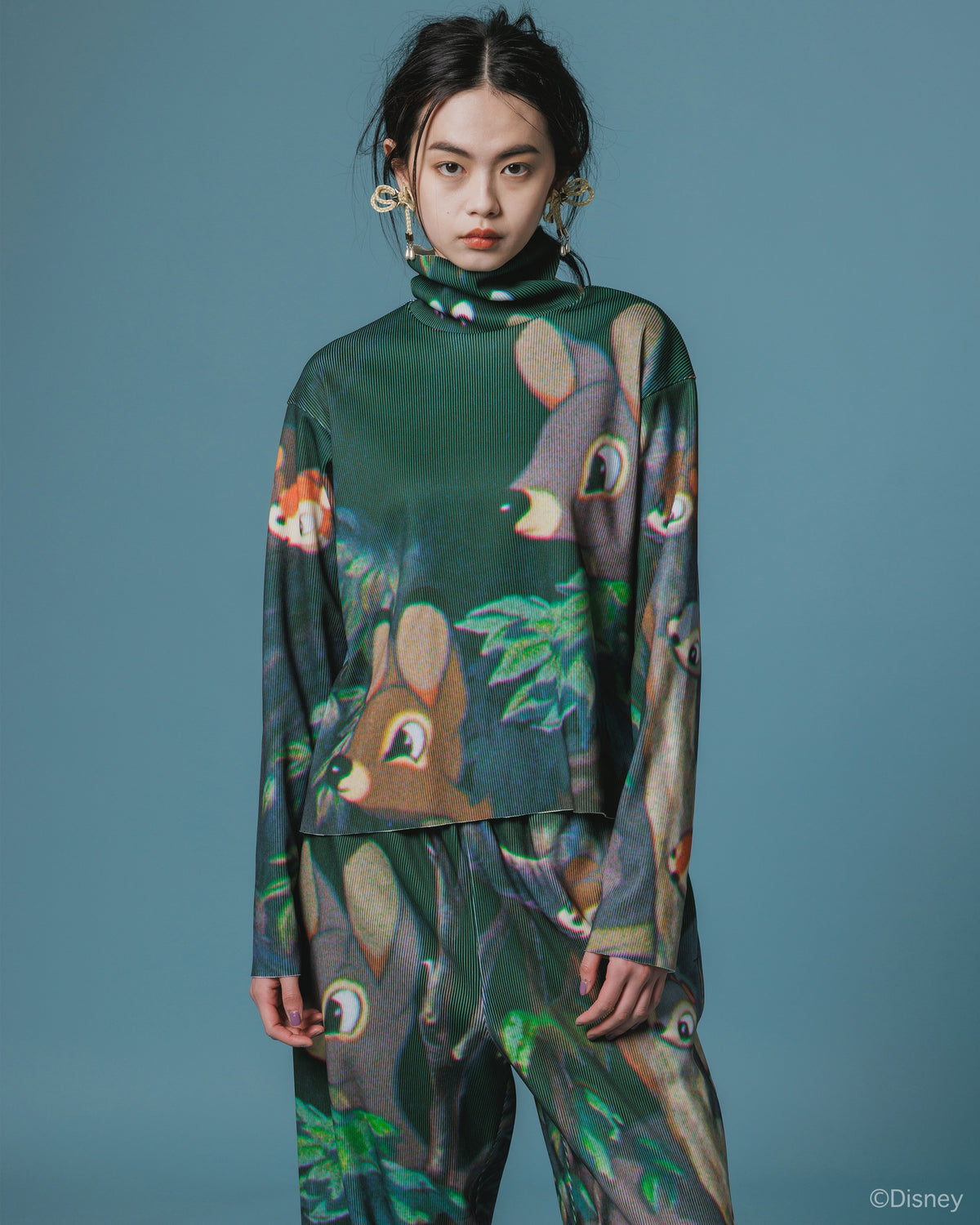 【Disney collection】PRINT RIB HI-NECK TOP / SNOW WHITE