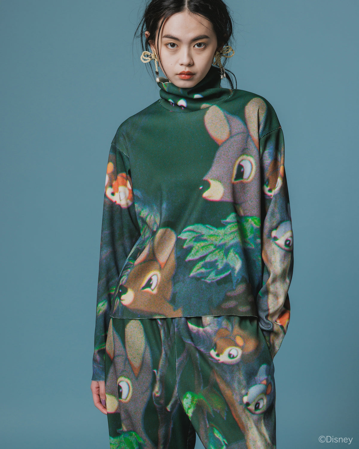 【Disney collection】PRINT RIB HI-NECK TOP / SNOW WHITE