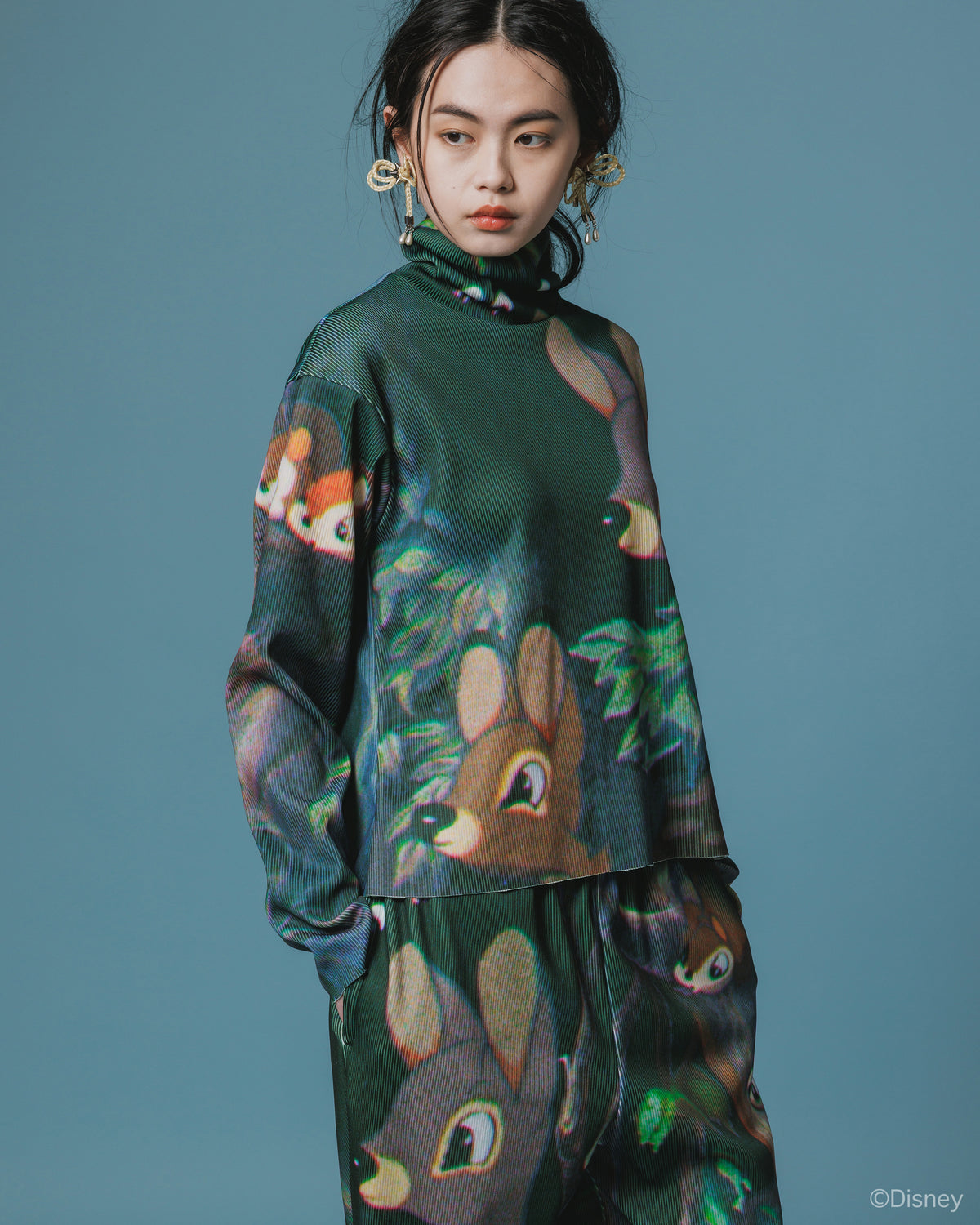 【Disney collection】PRINT RIB HI-NECK TOP / SNOW WHITE