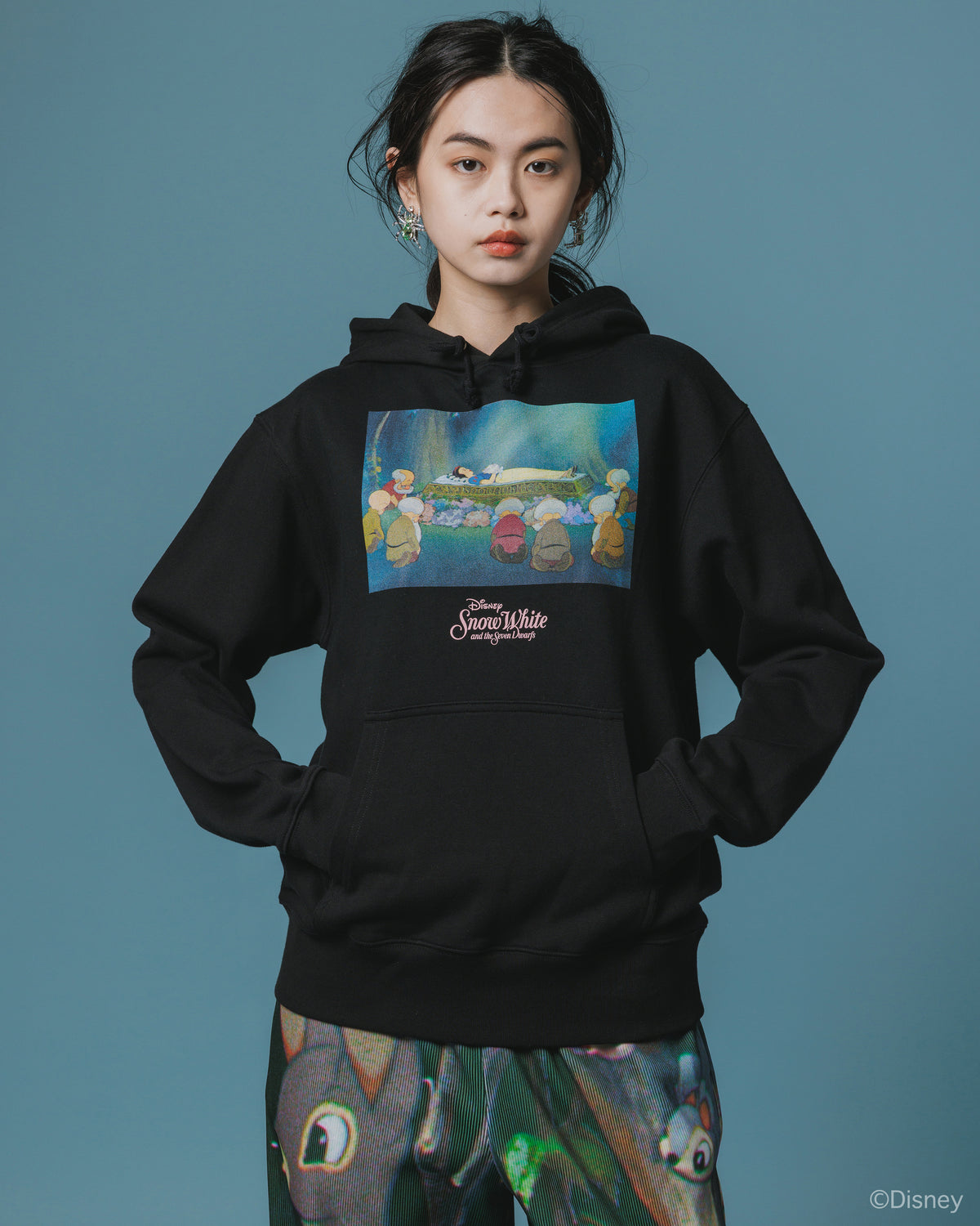 【Disney collection】PRINT PULLOVER PARKA / GLASS COFFIN (BLACK)