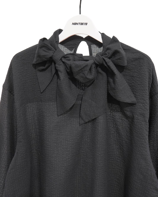 NON TOKYO /  DOUBLE RIBBON SHIRT (BLACK) / 〈ノントーキョー〉ダブルリボンシャツ (ブラック)