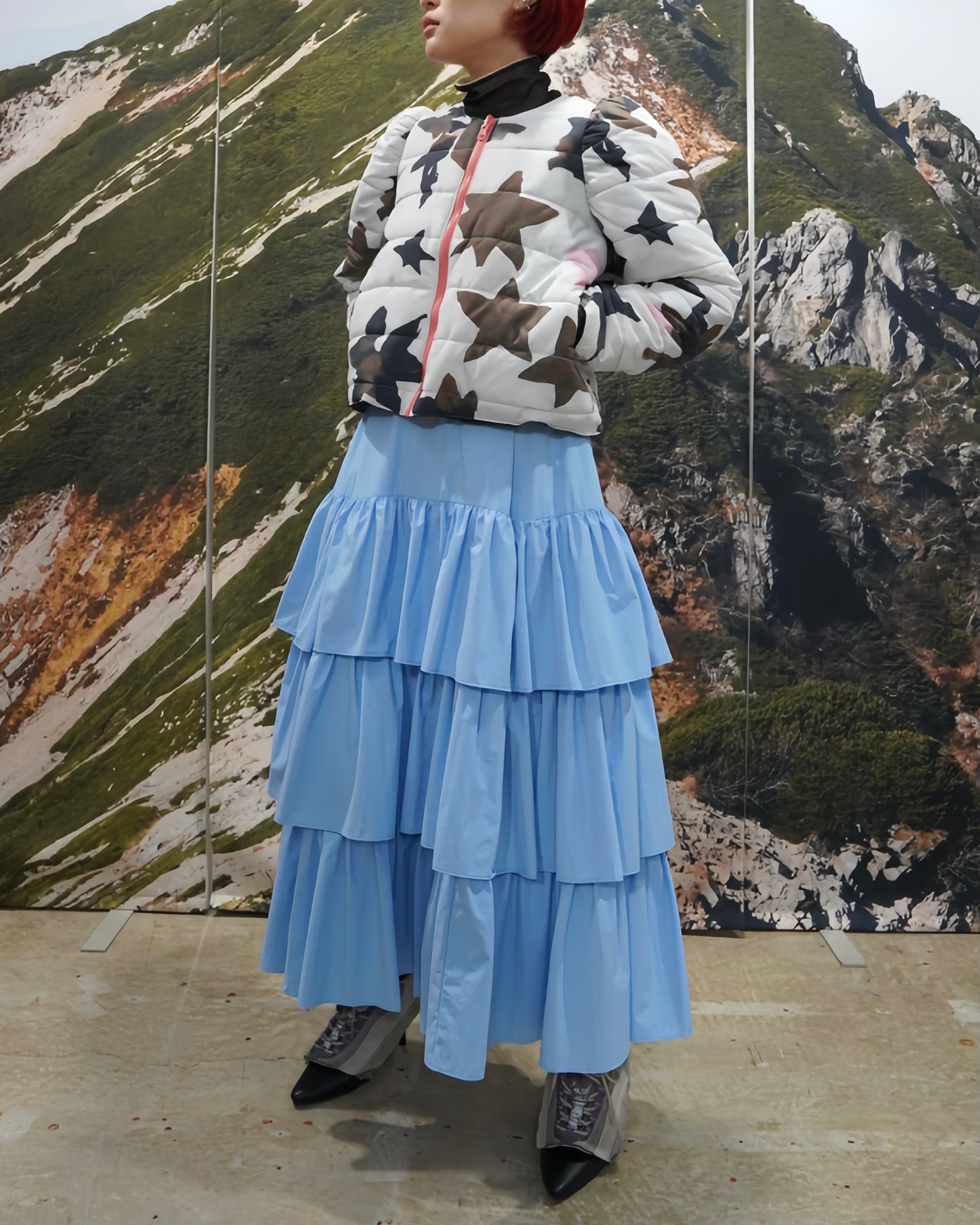 REVERSIBLE PUFFSLEEVE PADDING JACKET (STAR x BLACK)