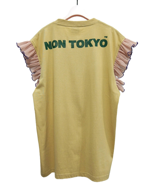 NON TOKYO /  FRILL SLEEVE T-SHIRT (BEIGE) / 〈ノントーキョー〉フリルスリーブTシャツ (ベージュ)