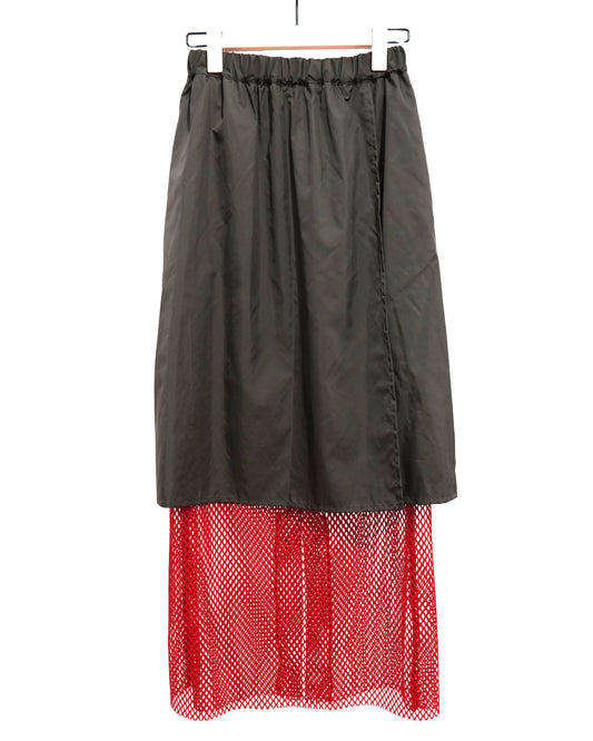 NON TOKYO / NET LAYERED SKIRT (BROWN×RED)