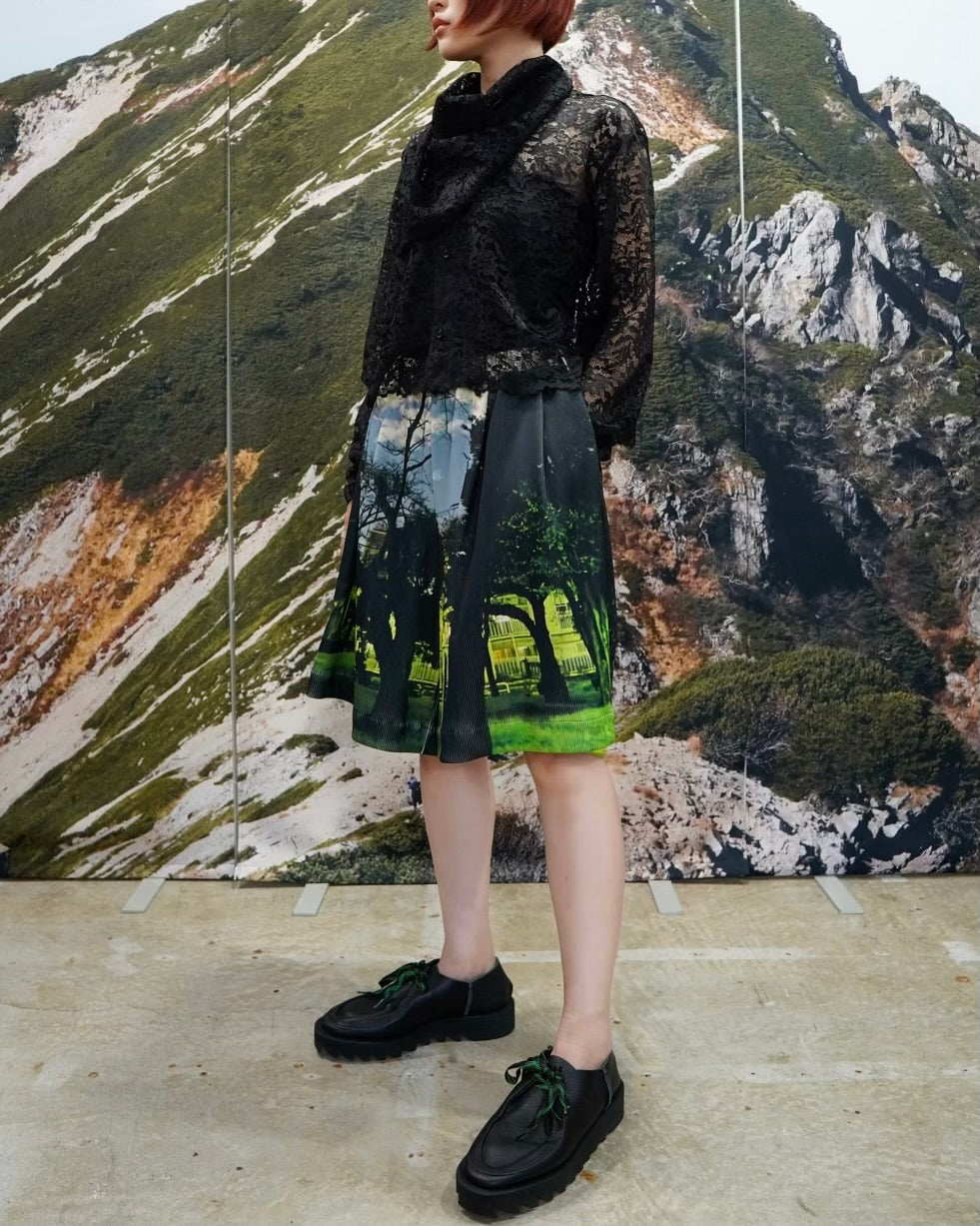 PRINT RIB WIDE SHORTS (PARK)