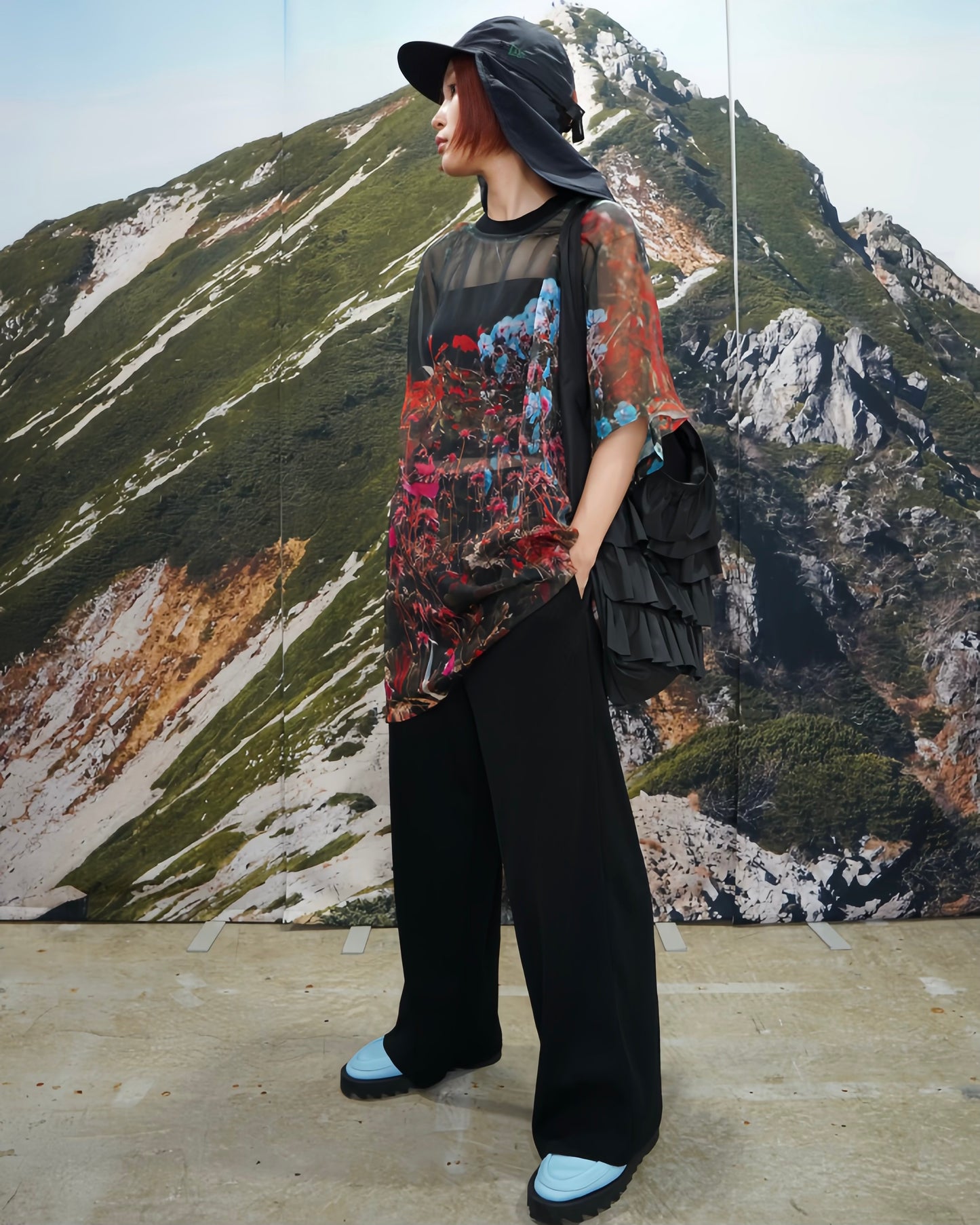 DIRECT PRINT SHEER T-SHIRT (FLOWER)