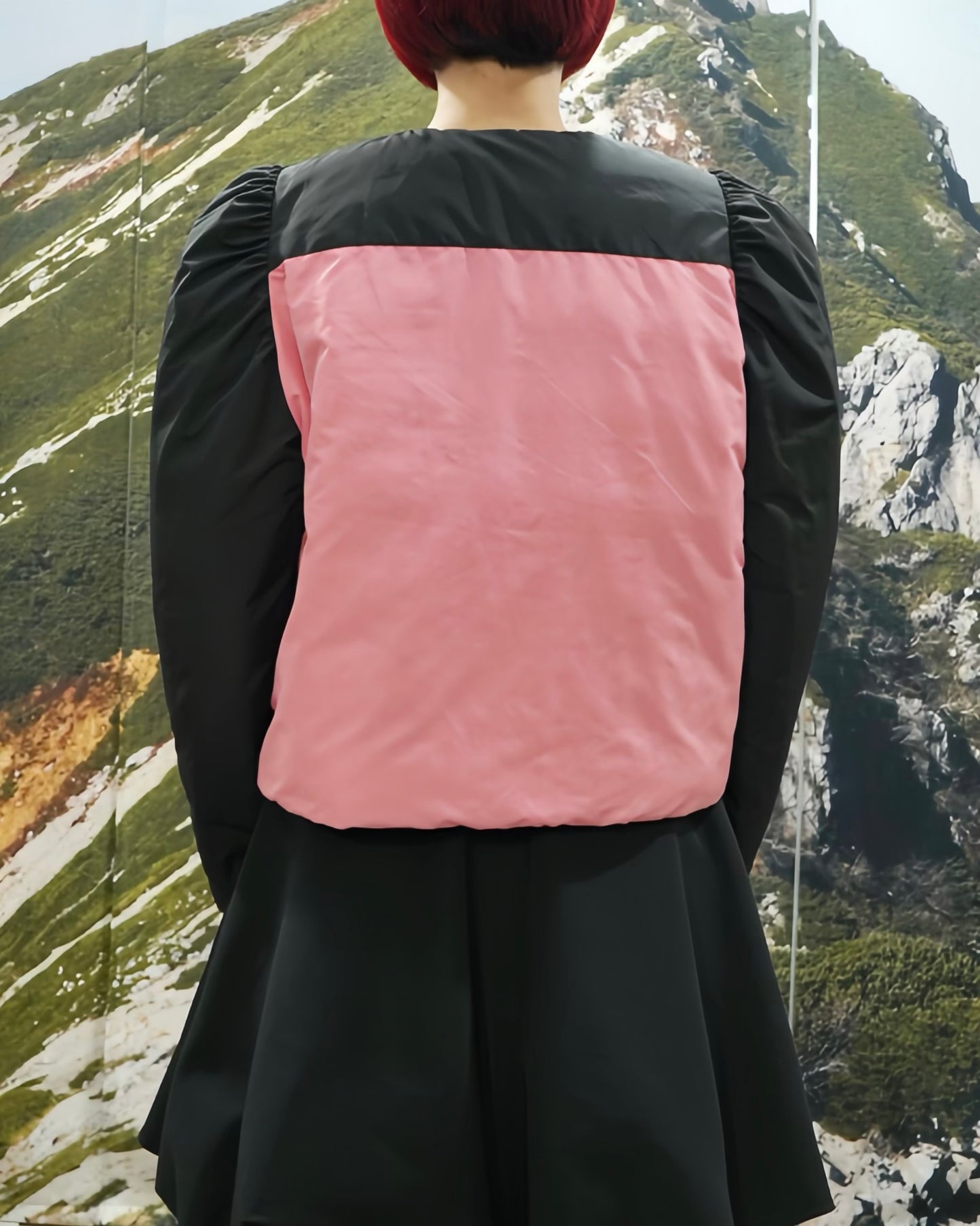 REVERSIBLE PUFFSLEEVE PADDING JACKET (MOUNTAIN x PINK)