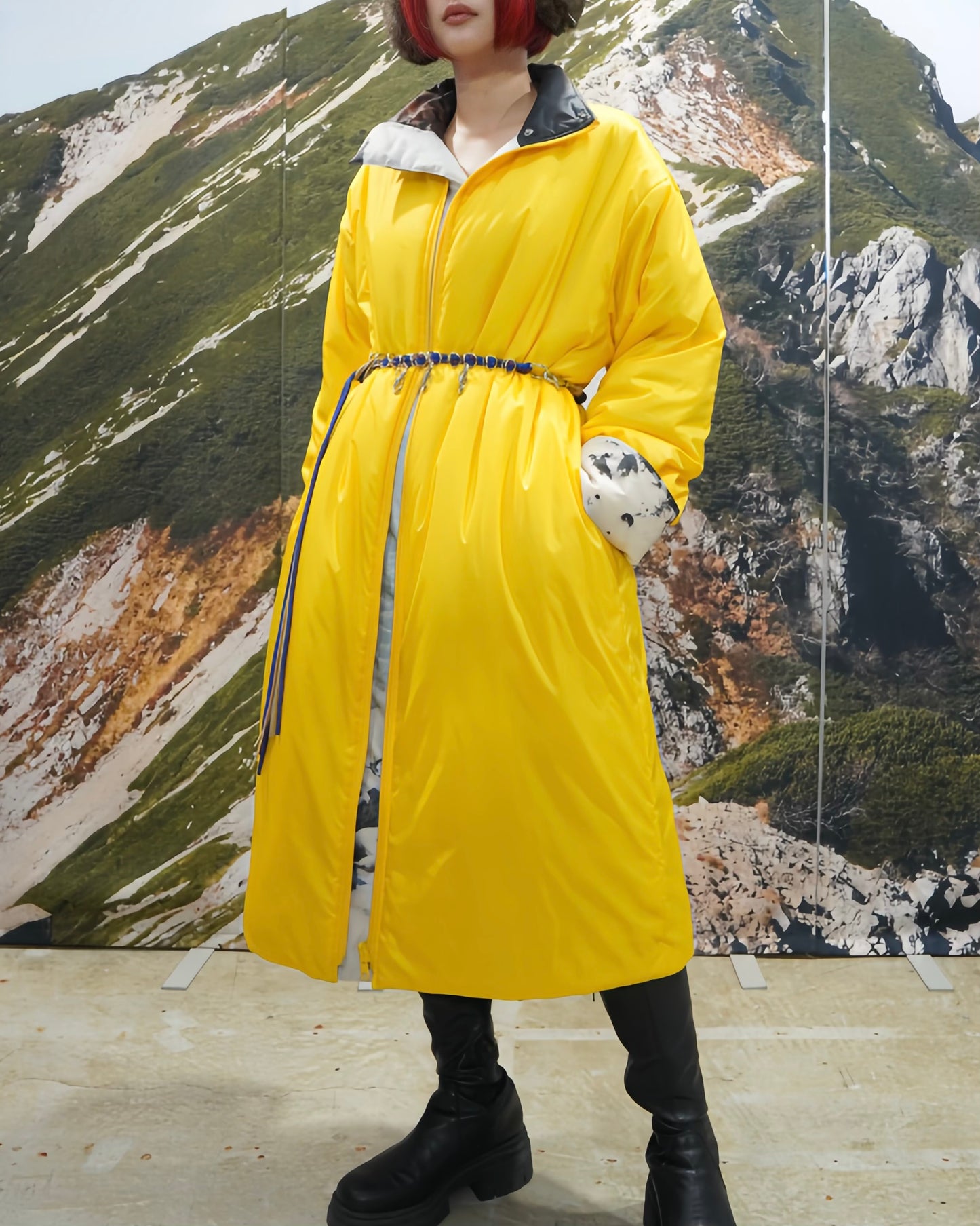 REVERSIBLE PADDING COAT (WATERFALL x YELLOW)