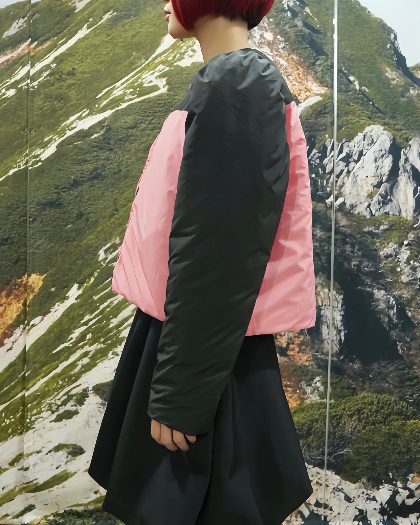 REVERSIBLE PUFFSLEEVE PADDING JACKET (MOUNTAIN x PINK)