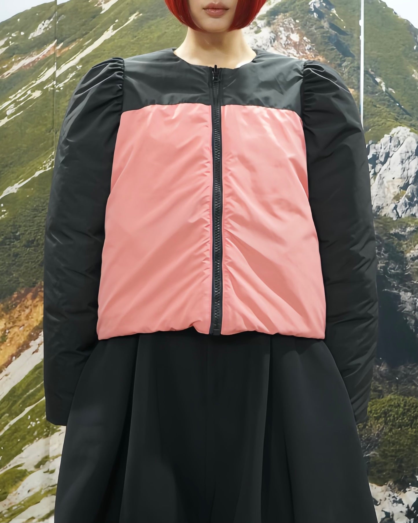 REVERSIBLE PUFFSLEEVE PADDING JACKET (MOUNTAIN x PINK)