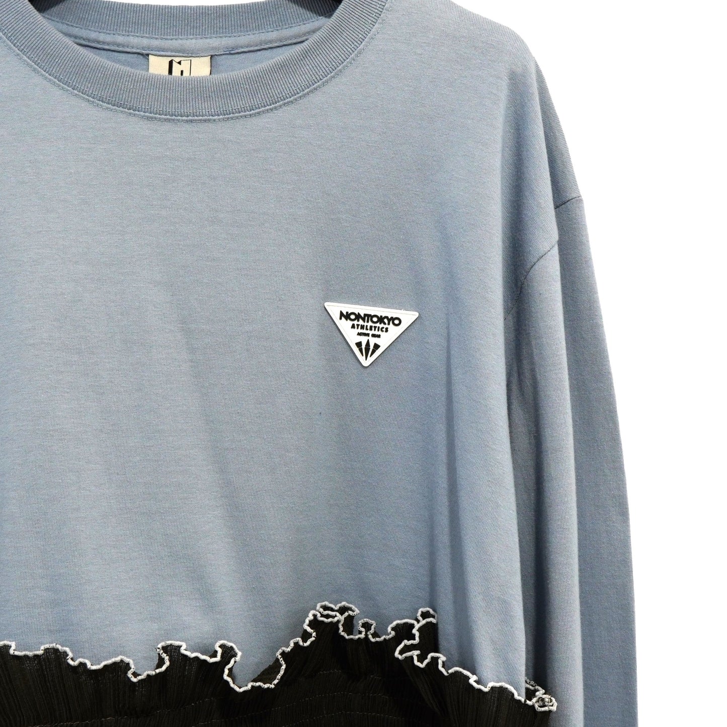 NON TOKYO / PLEATS FRILL LONG C/S (BLUE) / <NON TOKYO> Pleated frill long sleeve cut and sew (blue)