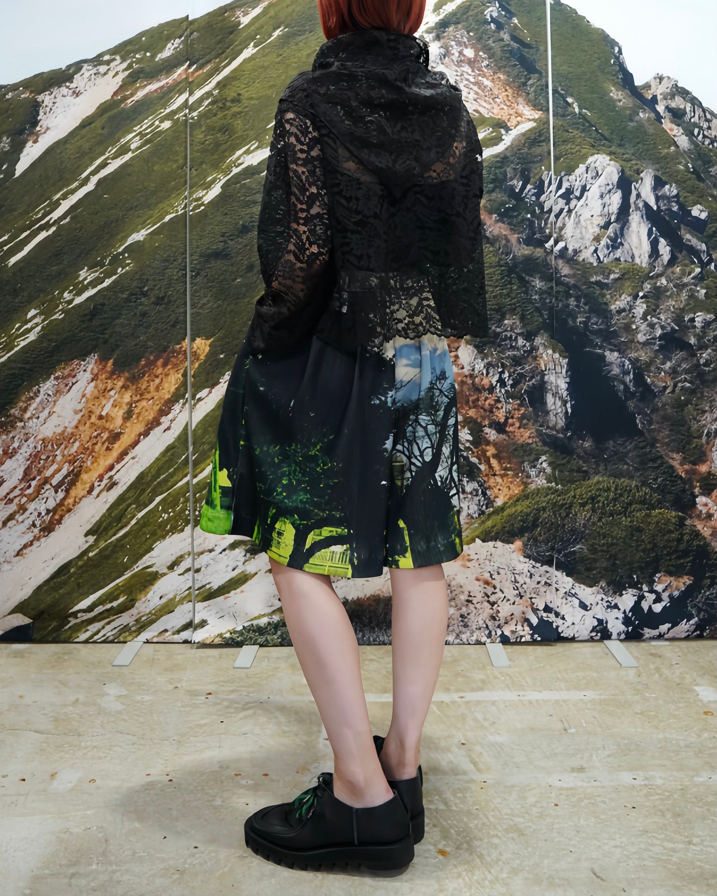 PRINT RIB WIDE SHORTS (PARK)