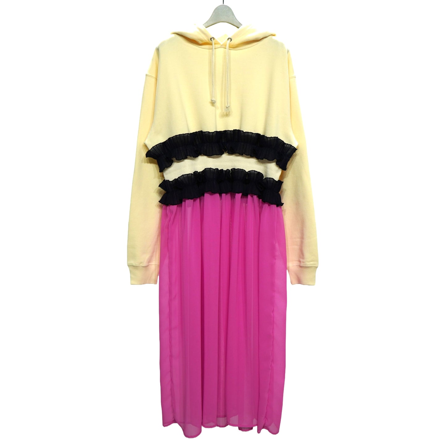 NON TOKYO / PLEATS FRILL HOODIE ONE-PIECE (WHITE×PINK) / &lt;NON TOKYO&gt; Pleated frill hoodie one-piece (white x pink)