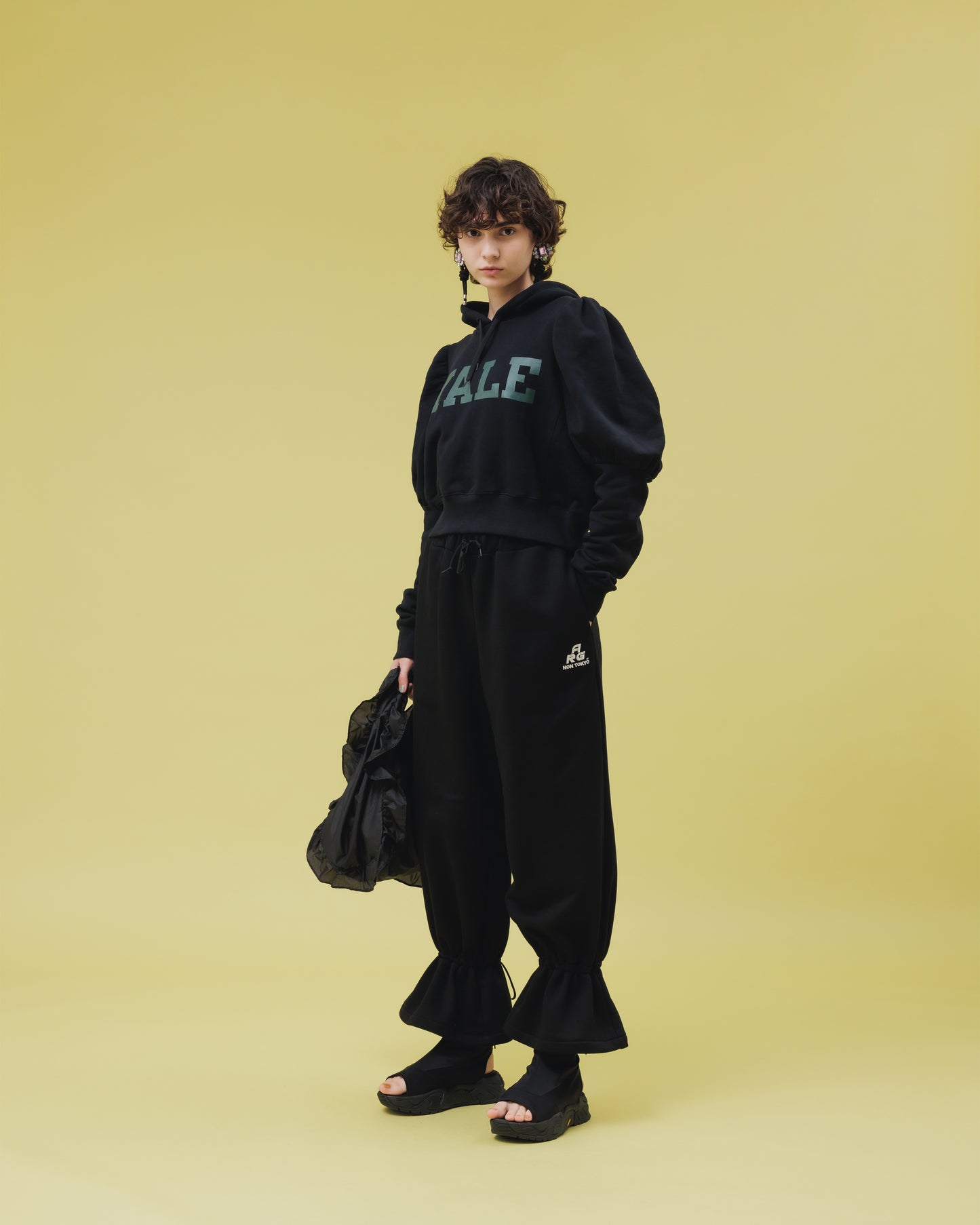 NON TOKYO / RIBBON SWEAT PANTS (BLACK) / &lt;NON TOKYO&gt; Ribbon sweat pants (black)