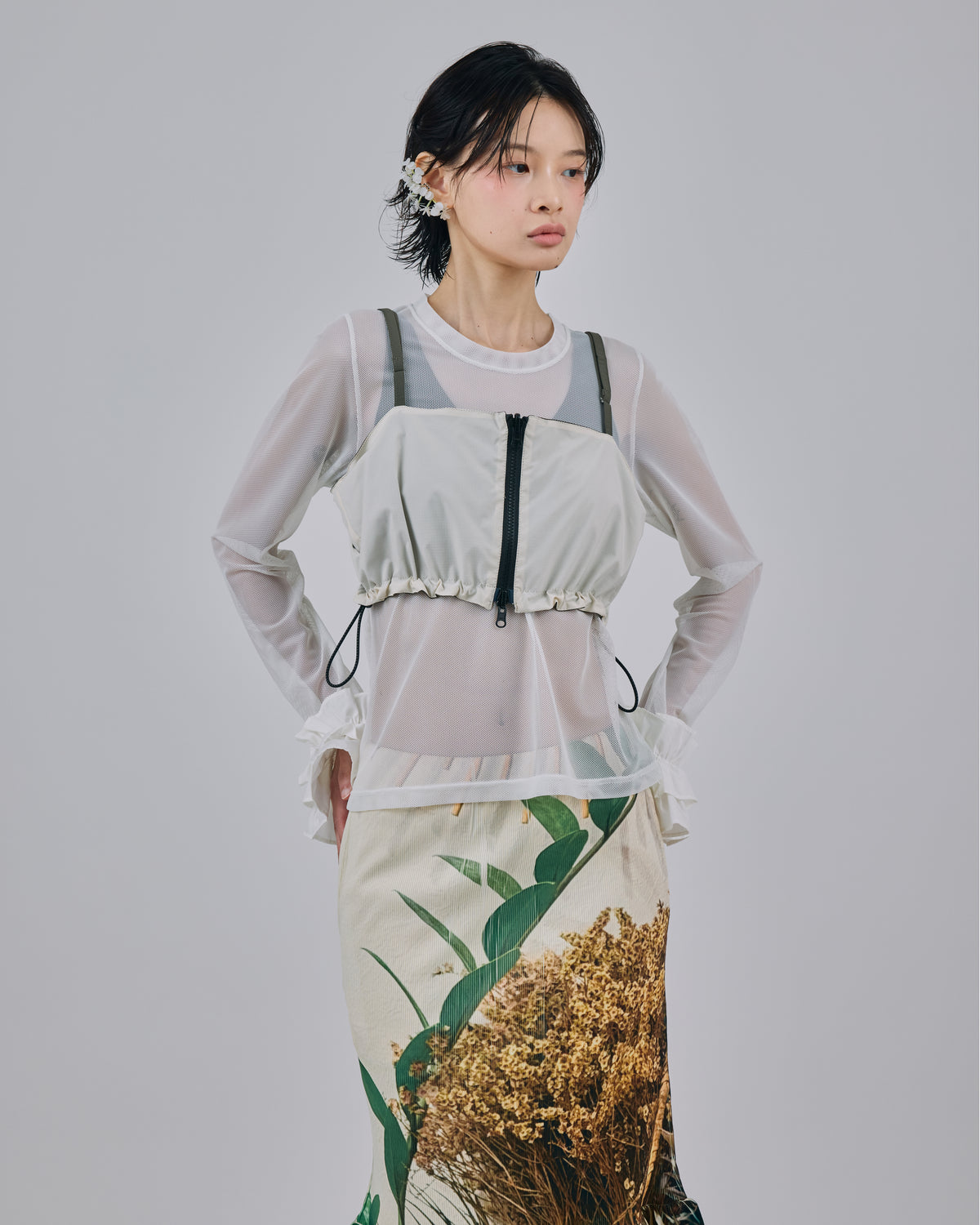 REVERSIBLE RIPSTOP BUSTIER (KHAKI x WHITE)