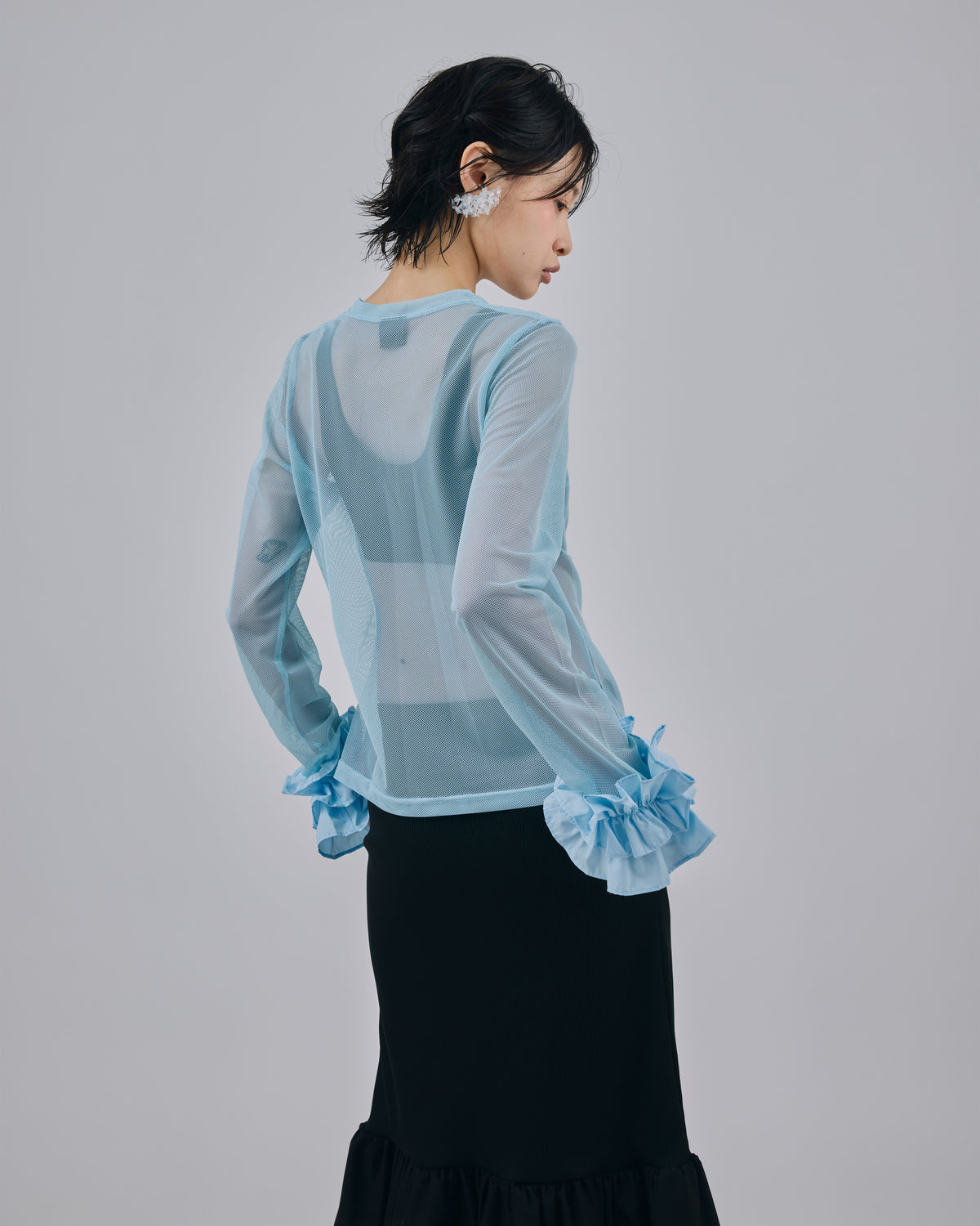 FRILL MESH L/S C/S (BLUE)