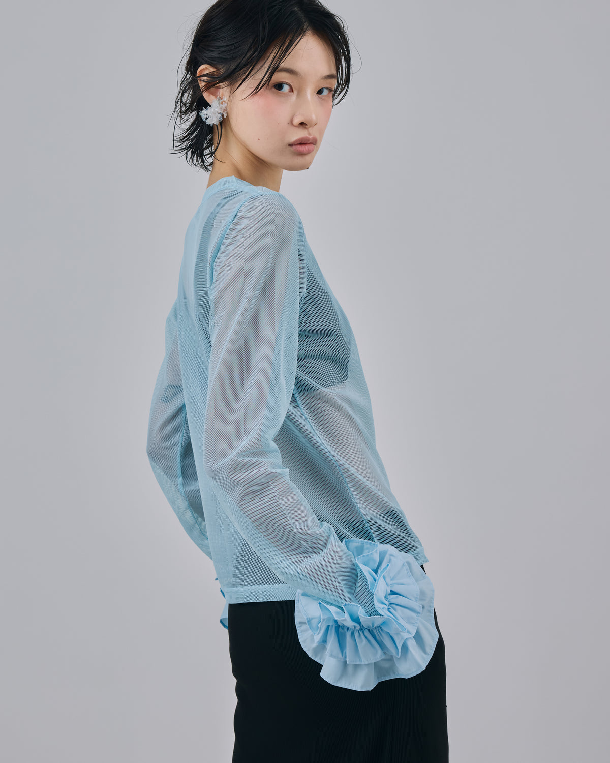FRILL MESH L/S C/S (BLUE)