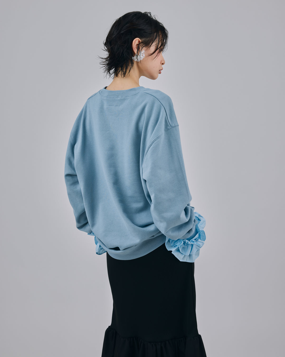 CAT PRINT PULLOVER SWEAT (BLUE)