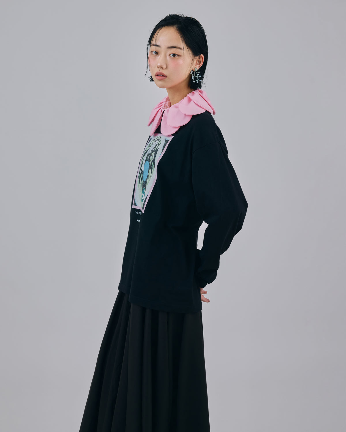 FROG PRINT L/S T-SHIRT(BLACK)
