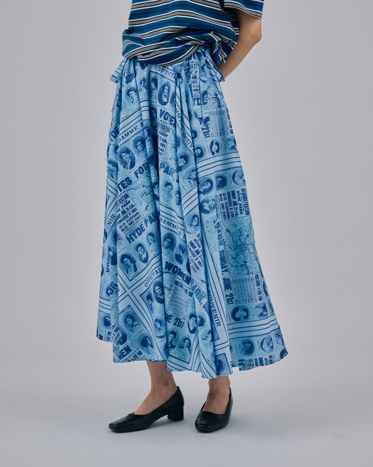 PRINT RIBBON SKIRT (BLUE)