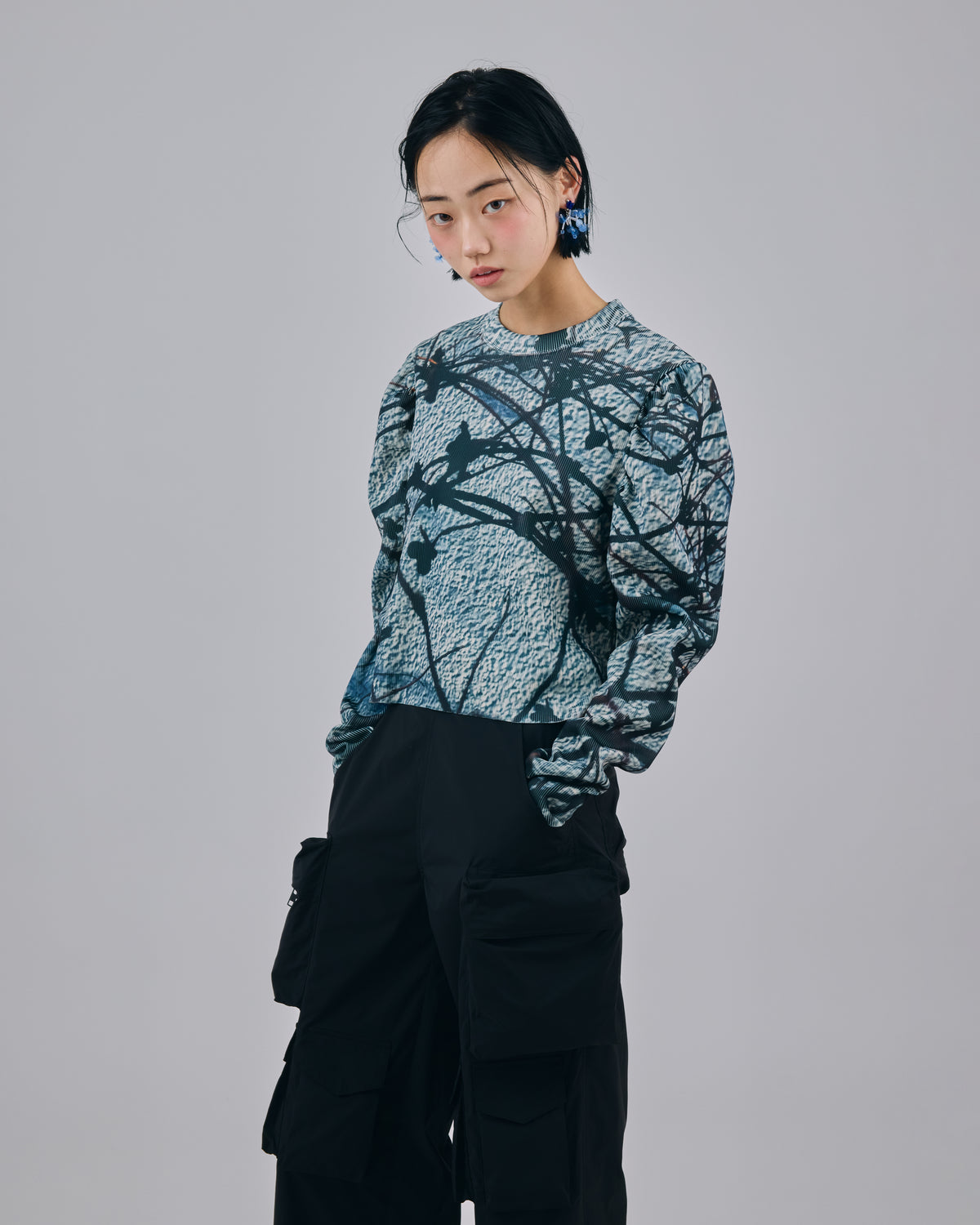 PRINT RIB PUFF SLEEVE C/S (BRANCH)