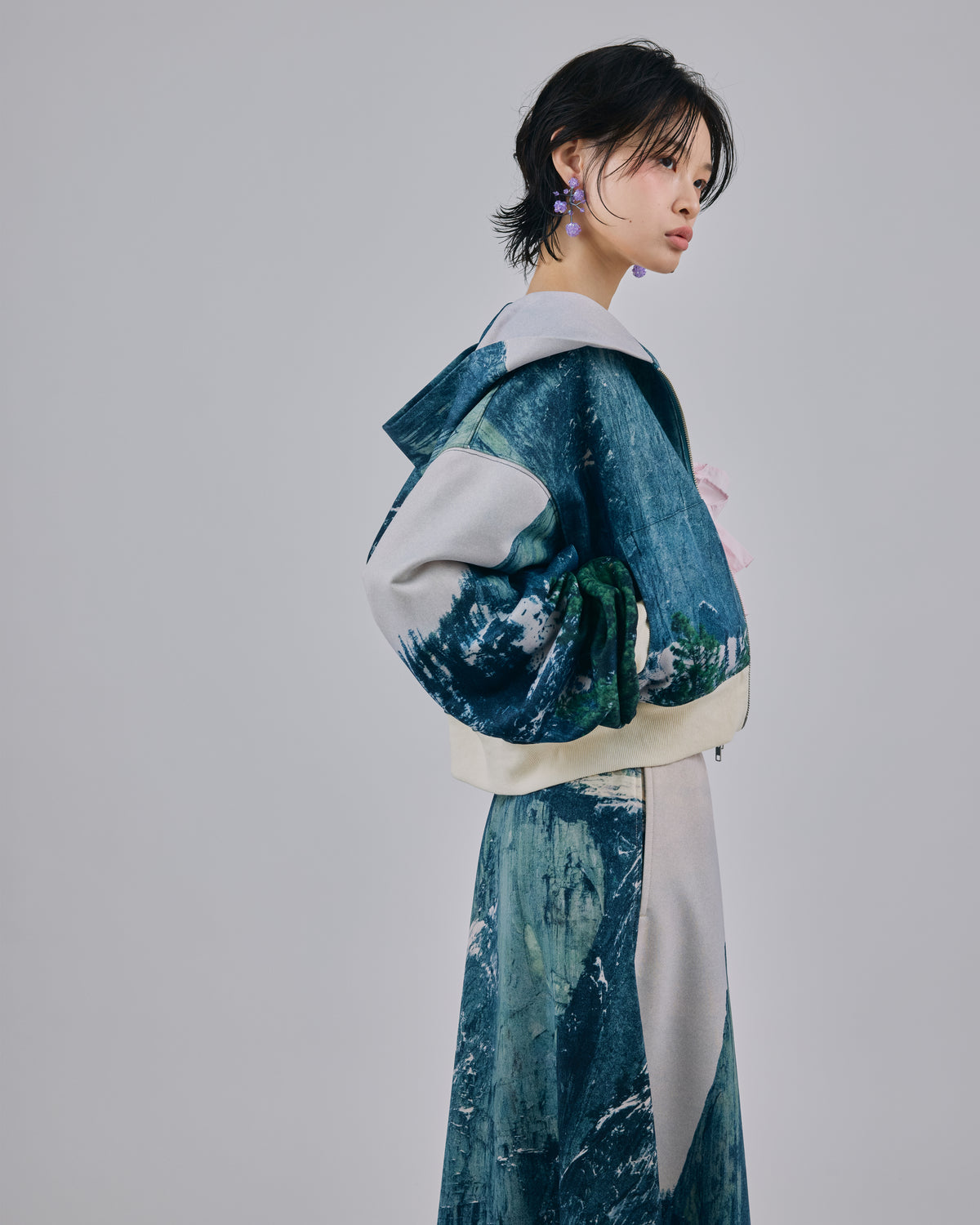 PRINT SWEAT ZIP-UP HOODIE (MOUNTAIN)