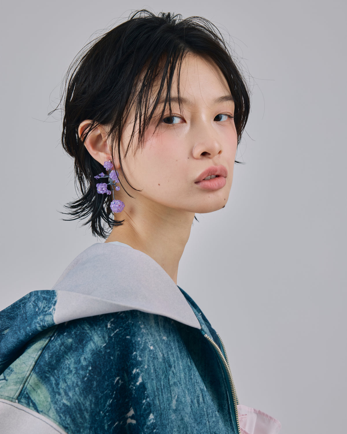 FLOWER BRANCH EARRINGS (PURPLE)