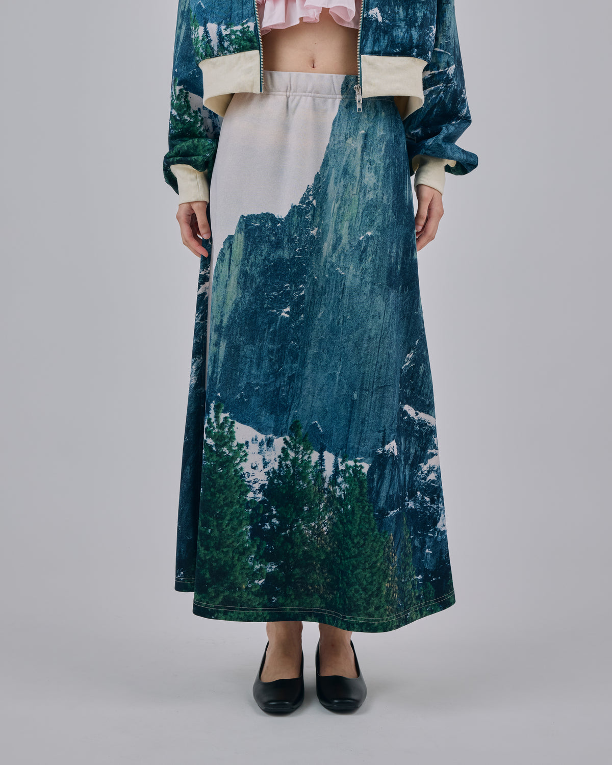 PRINT SWEAT LONG SKIRT (MOUNTAIN)