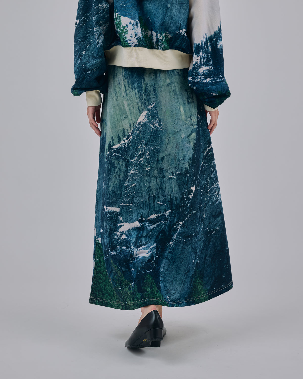 PRINT SWEAT LONG SKIRT (MOUNTAIN)