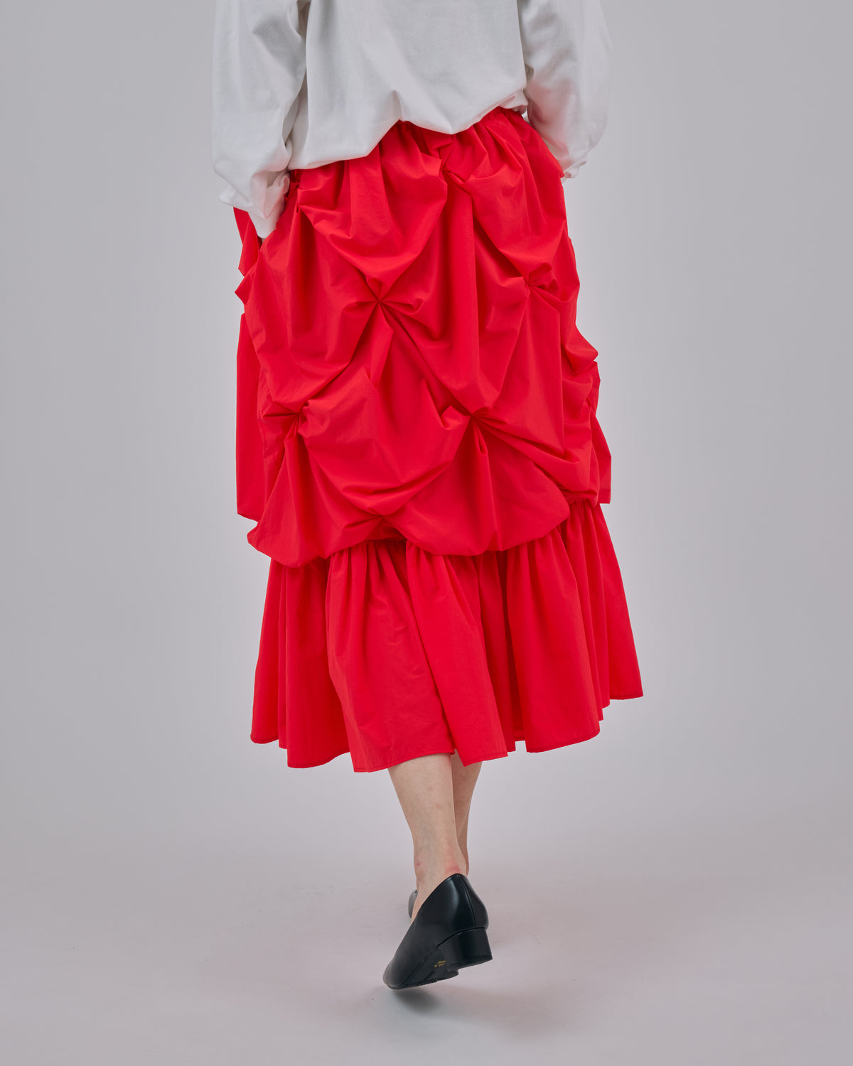 FLOWER SMOCKING SKIRT (RED)