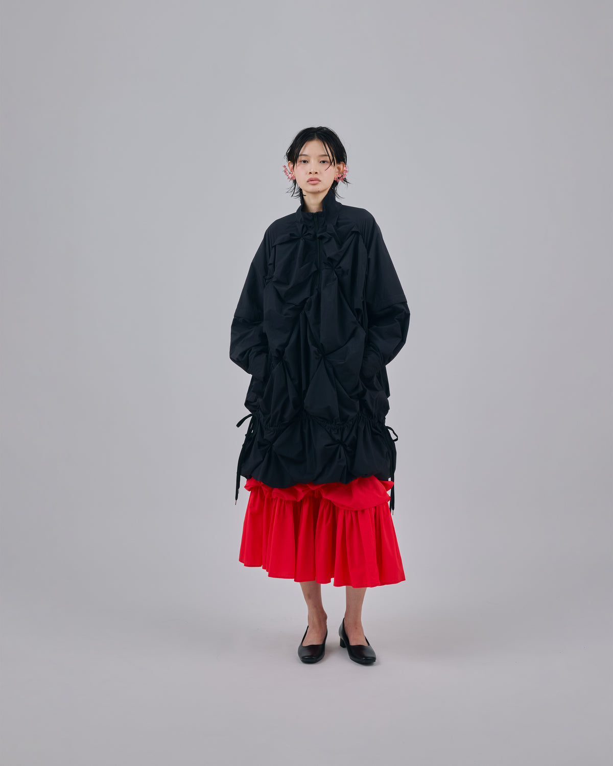 FLOWER SMOCKING SKIRT (RED)