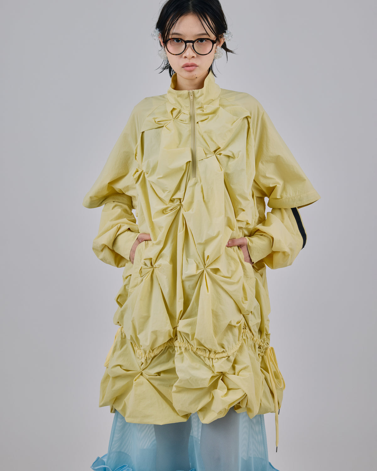 2WAY FLOWER SMOCKING ANORAK (L.YELLOW)