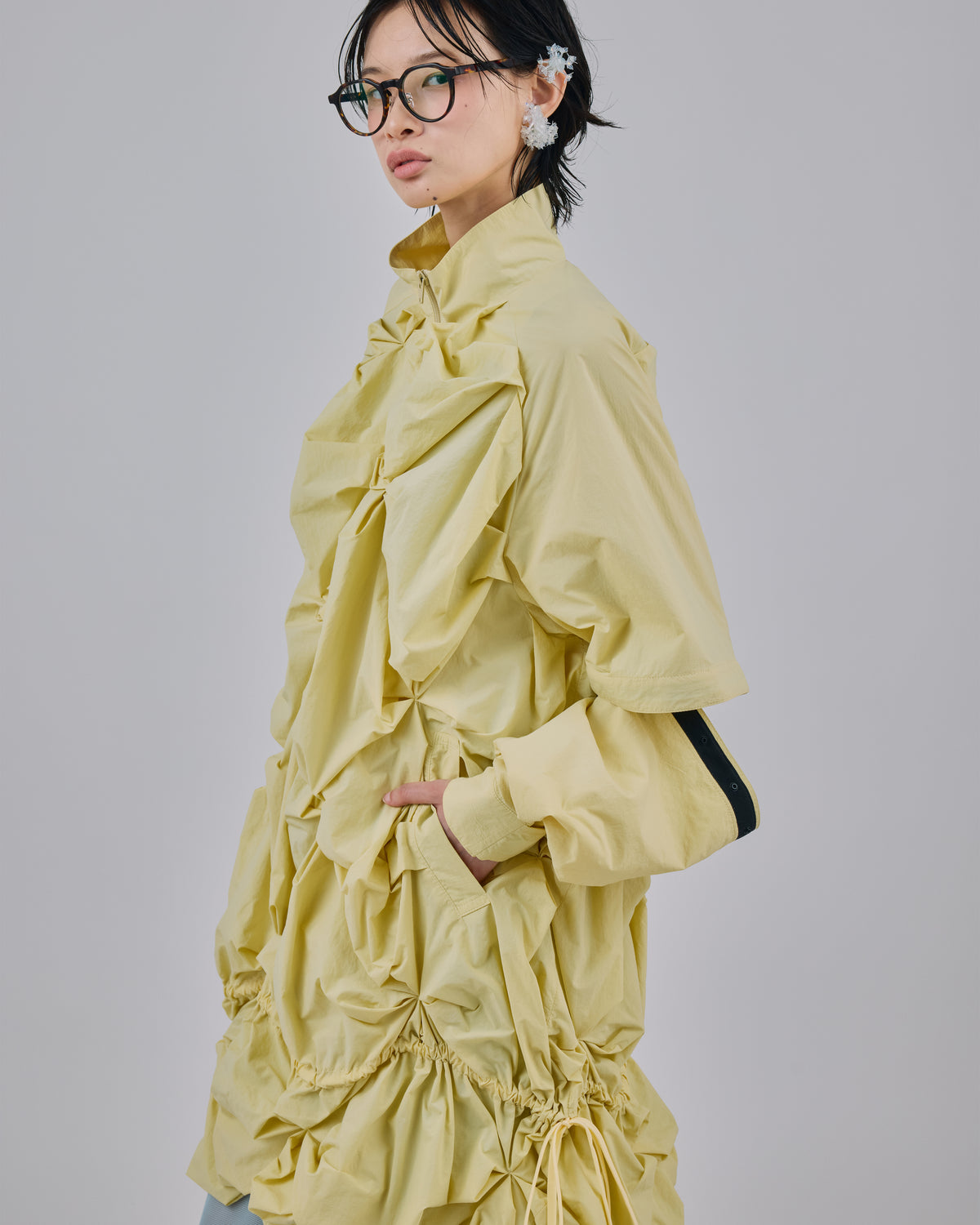 2WAY FLOWER SMOCKING ANORAK (L.YELLOW)