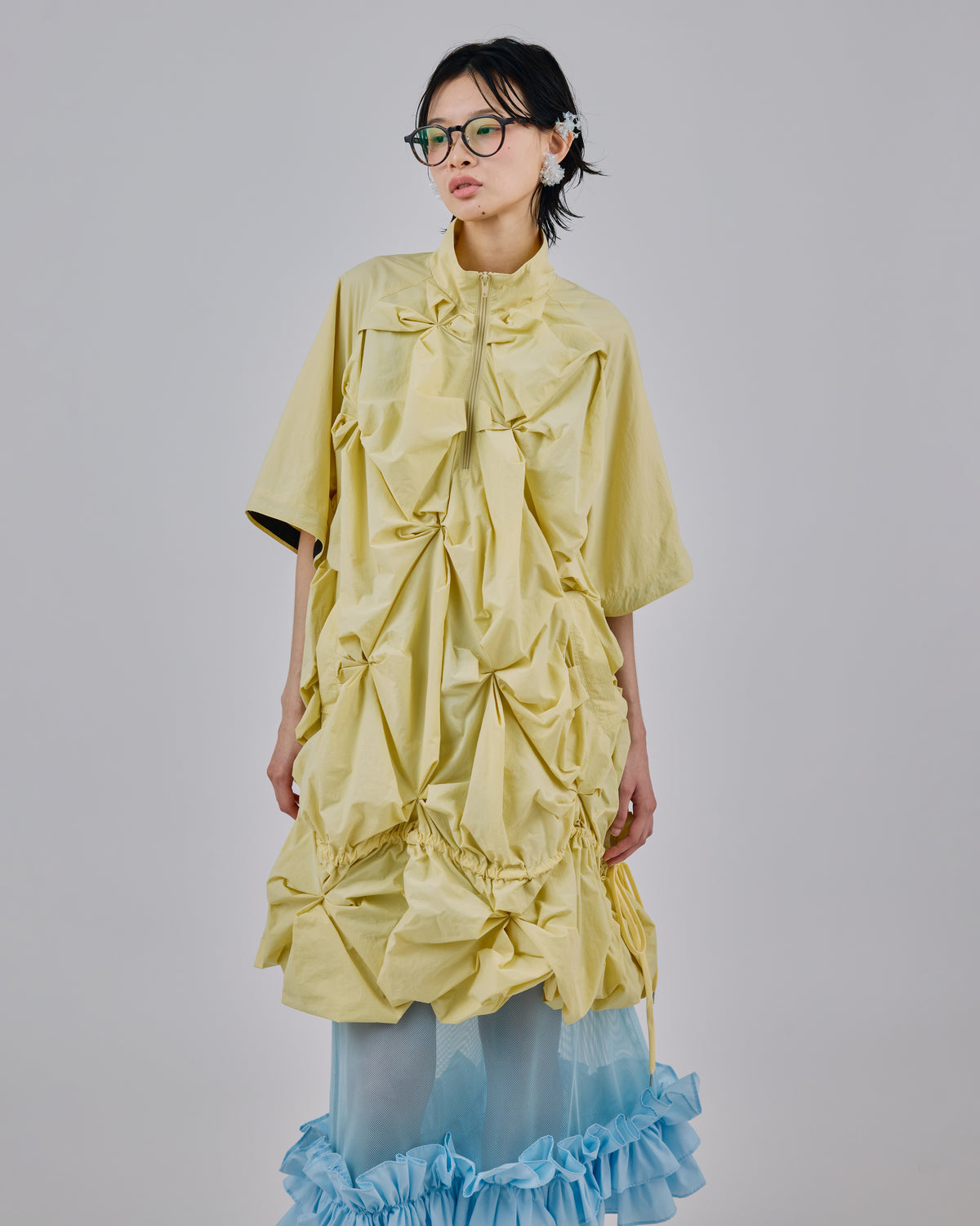 2WAY FLOWER SMOCKING ANORAK (L.YELLOW)