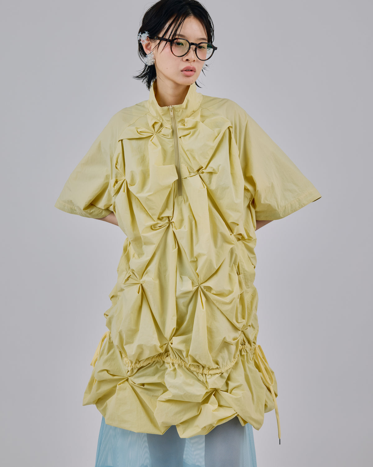 2WAY FLOWER SMOCKING ANORAK (L.YELLOW)