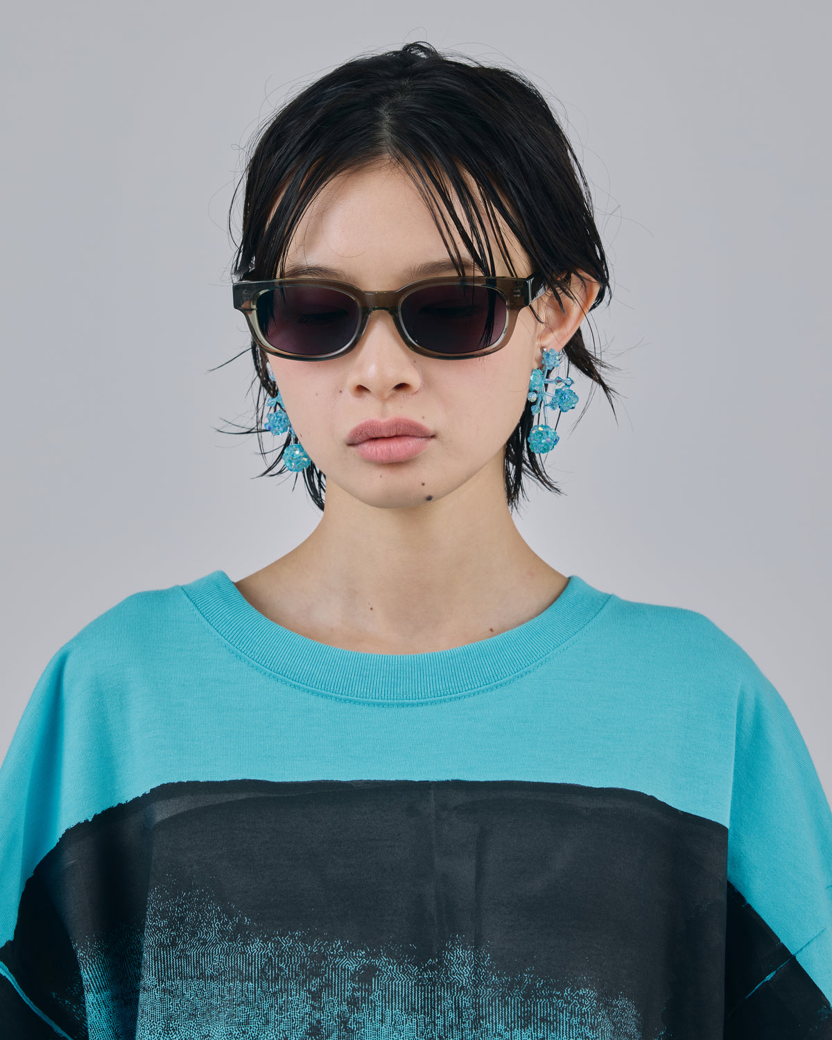 FLOWER BRANCH EARRINGS (BLUE)