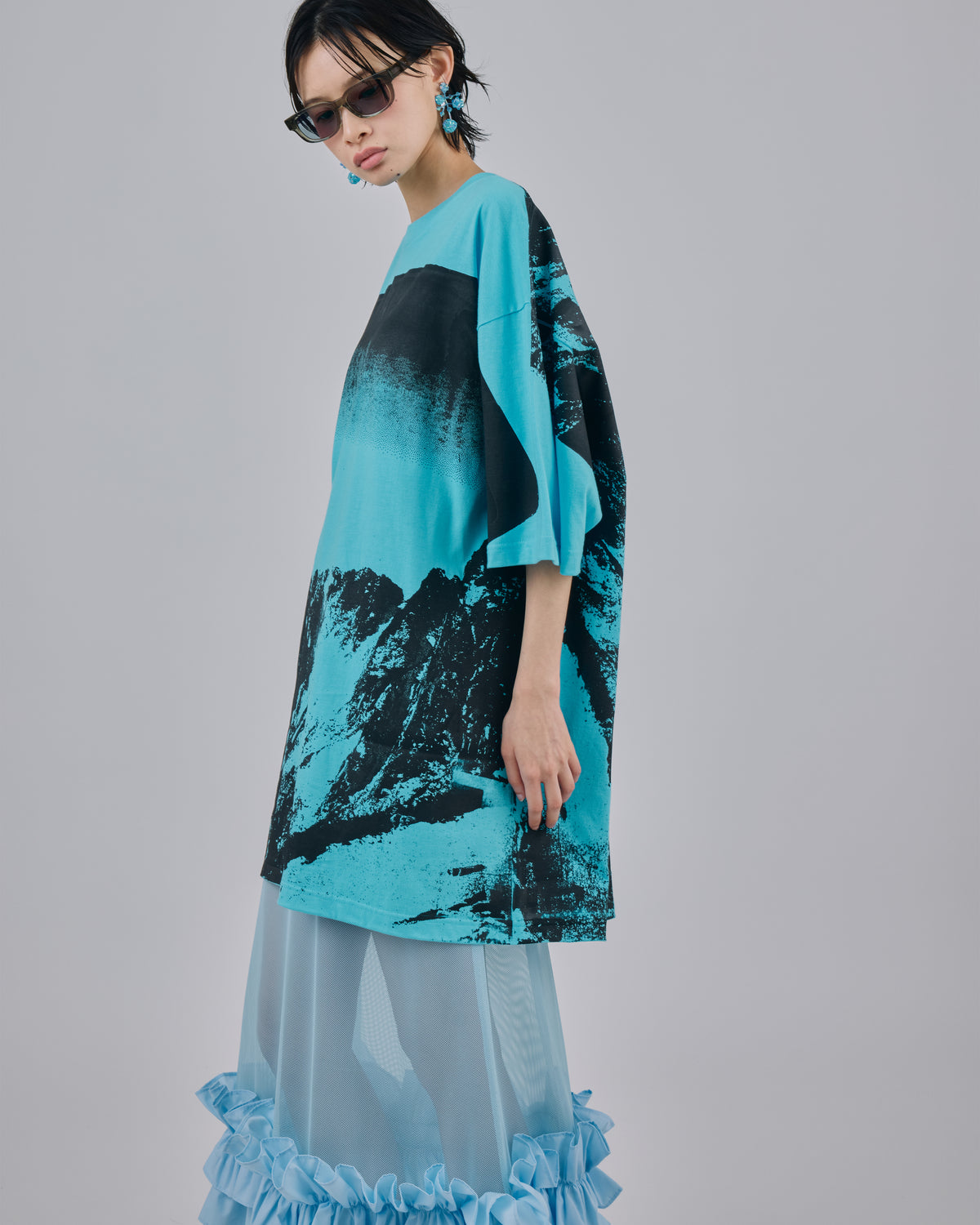 FRILL MESH SKIRT (BLUE)