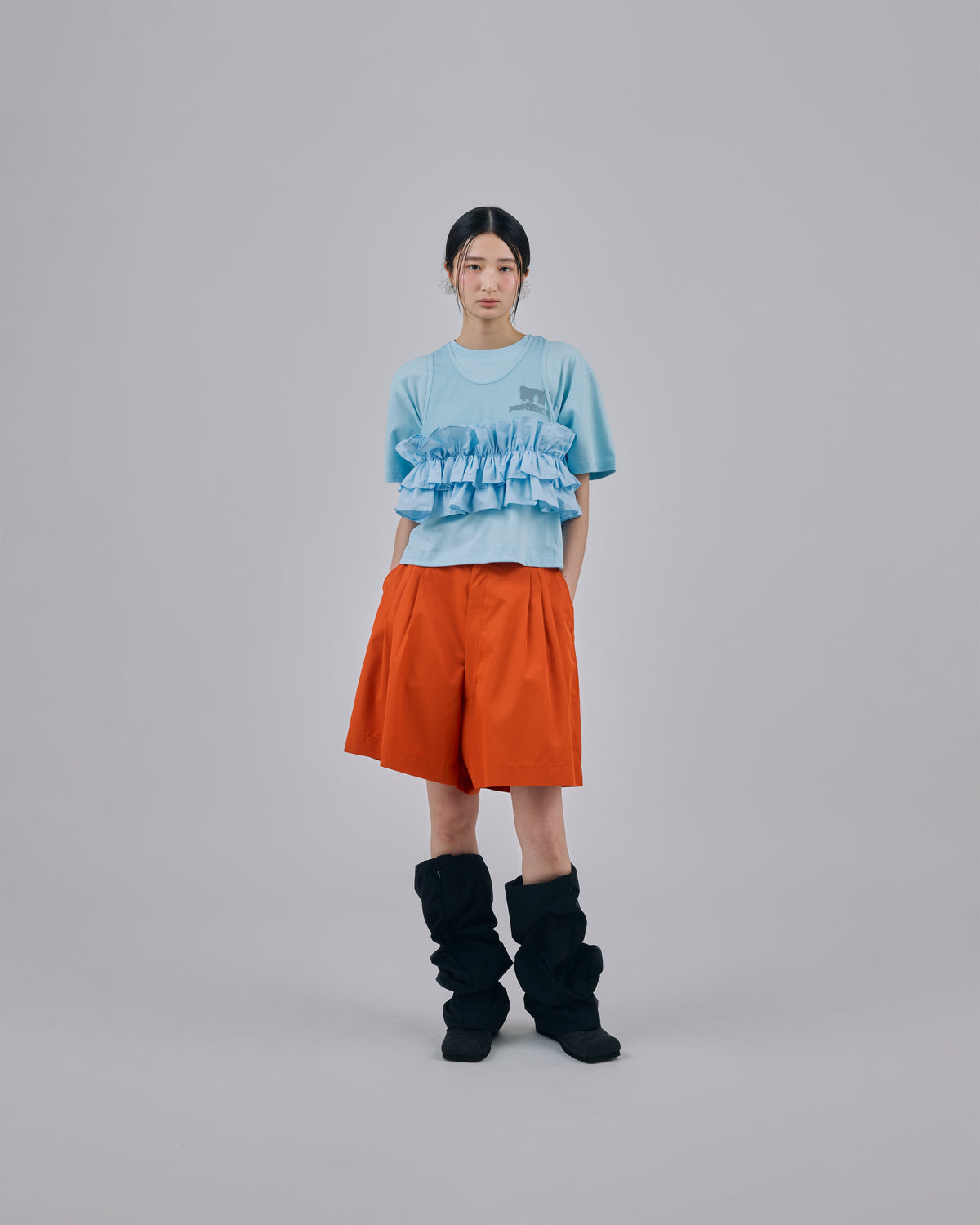 FRILL MESH SHORT TANK-TOP (BLUE)