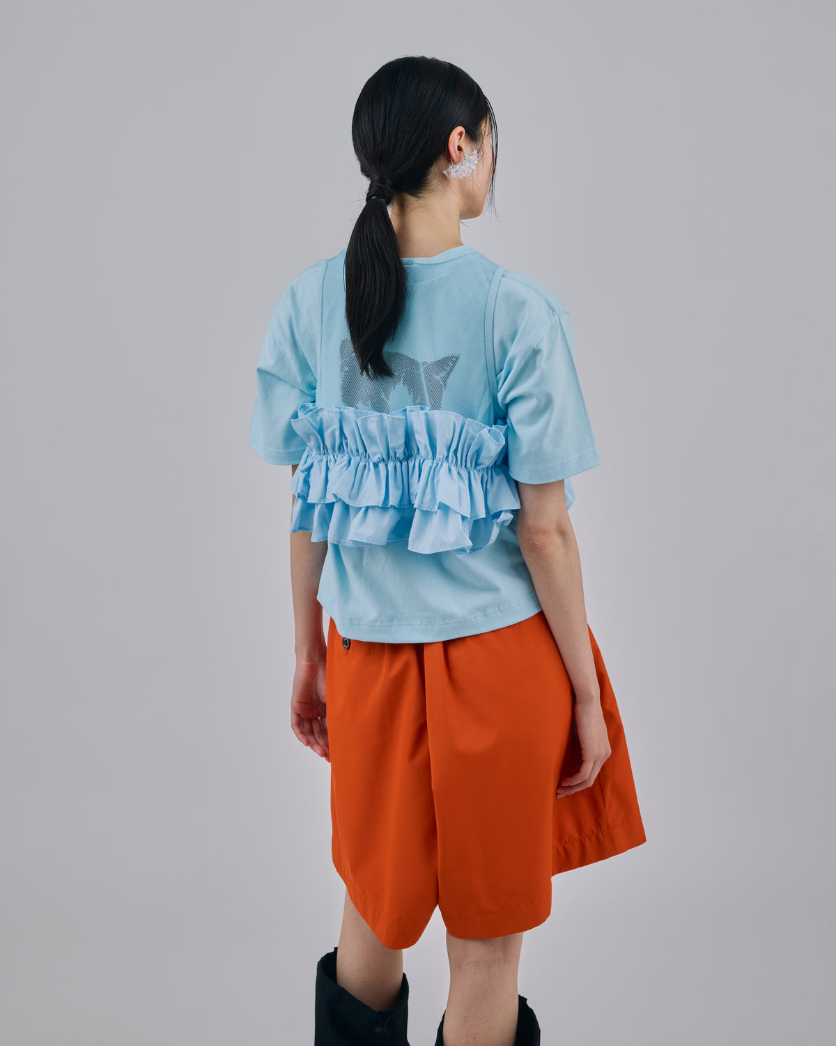 FRILL MESH SHORT TANK-TOP (BLUE)