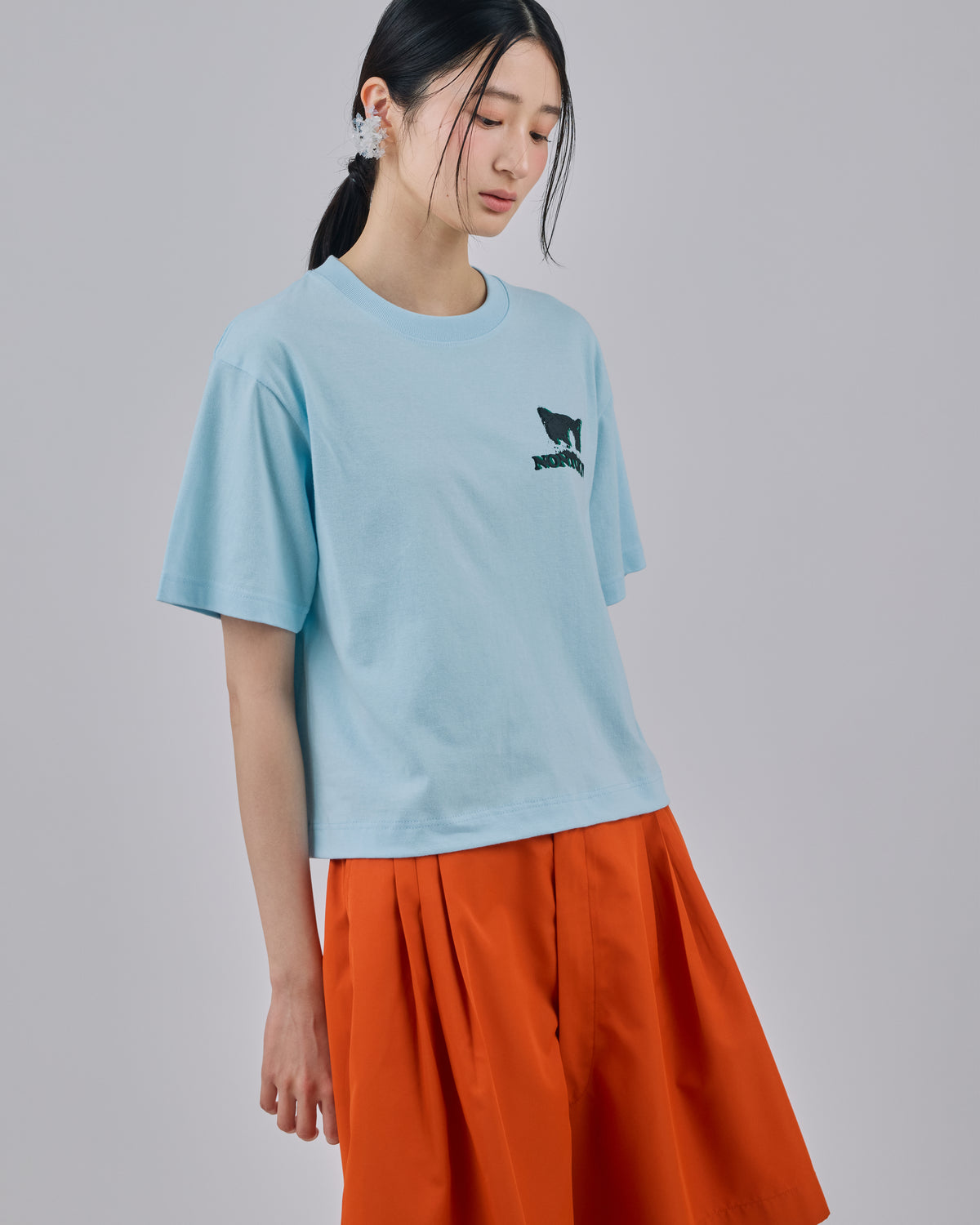 CAT PRINT SHORT T-SHIRT (BLUE)